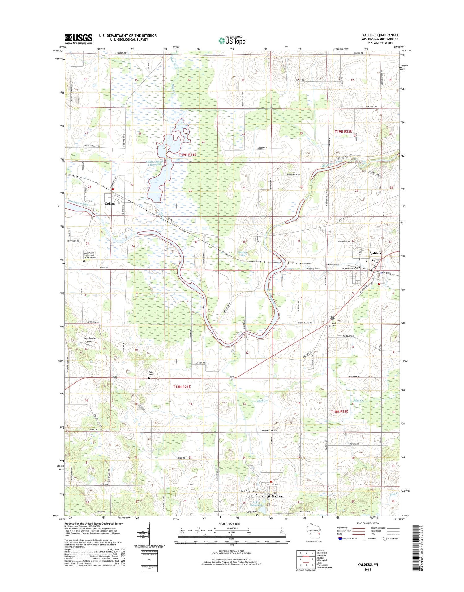 Valders Wisconsin US Topo Map Image