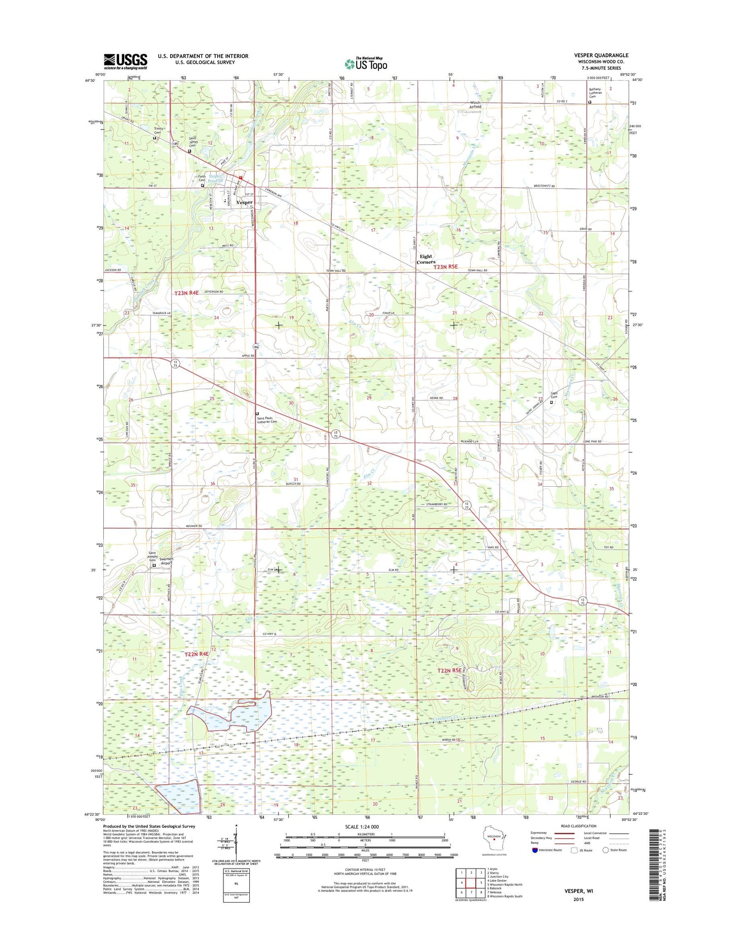 Vesper Wisconsin US Topo Map Image