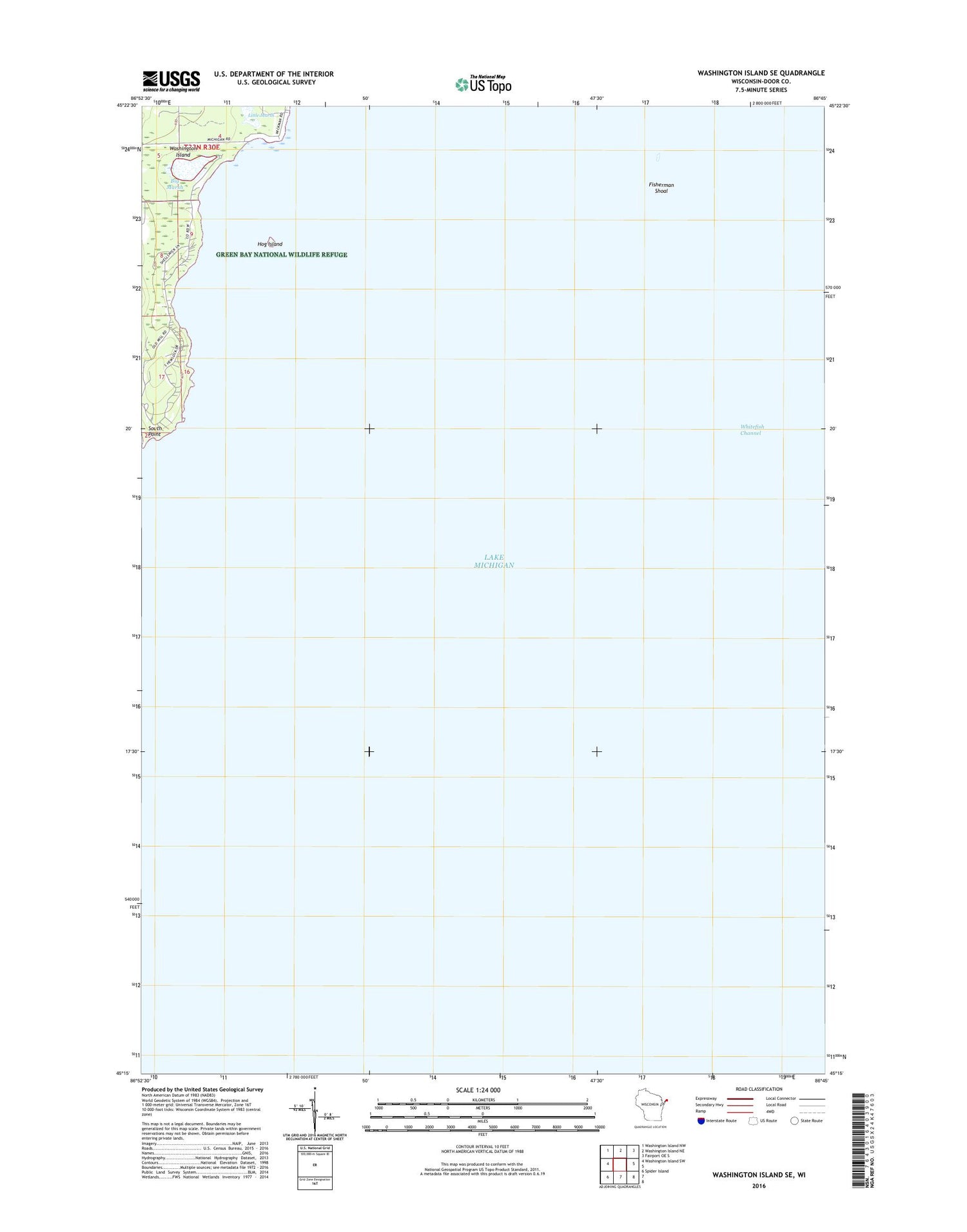 Washington Island SE Wisconsin US Topo Map Image