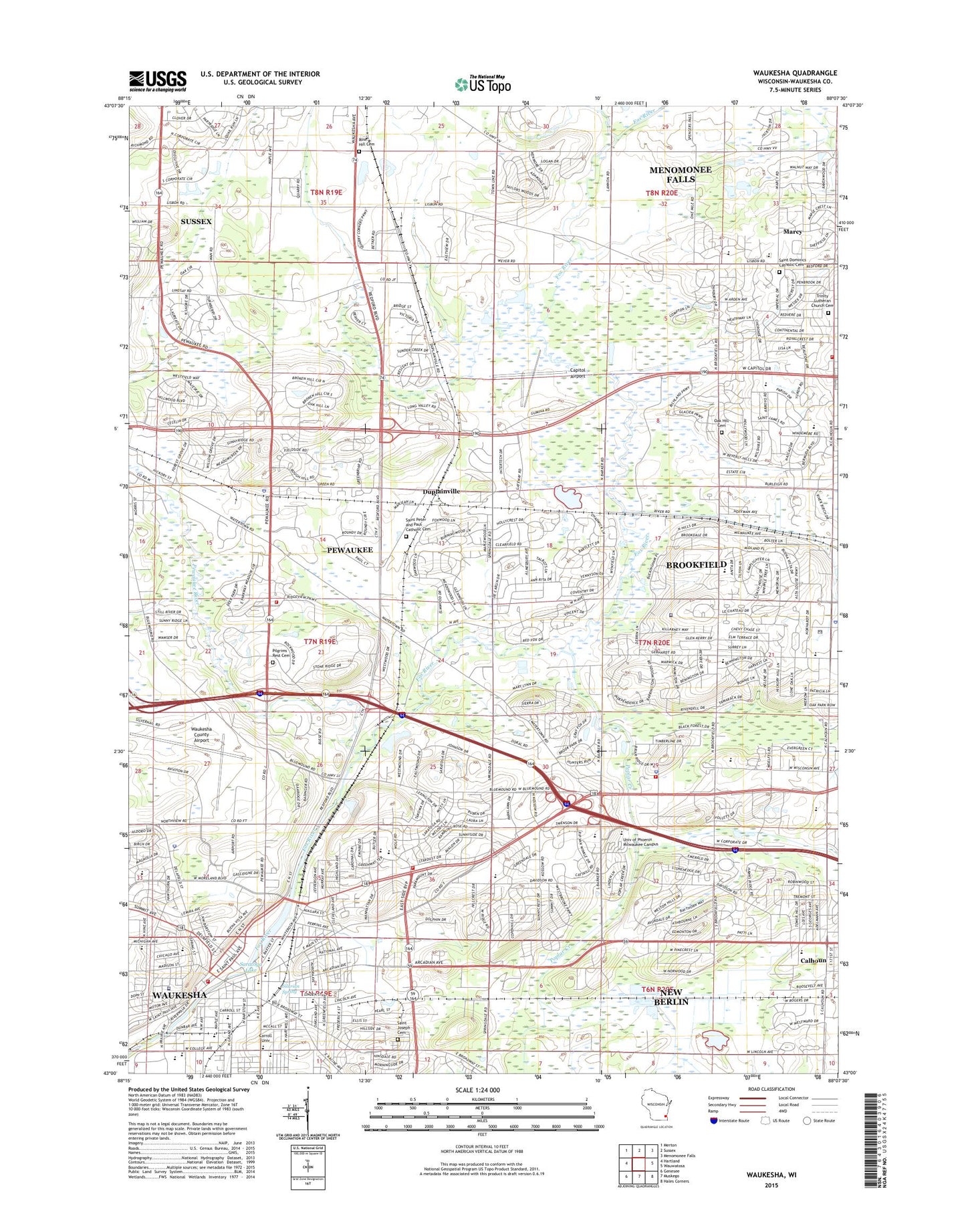 Waukesha Wisconsin US Topo Map Image