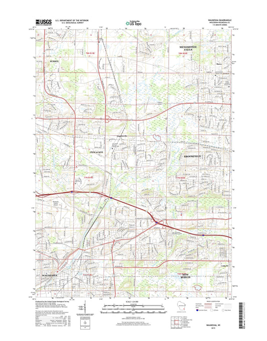 Waukesha Wisconsin US Topo Map Image