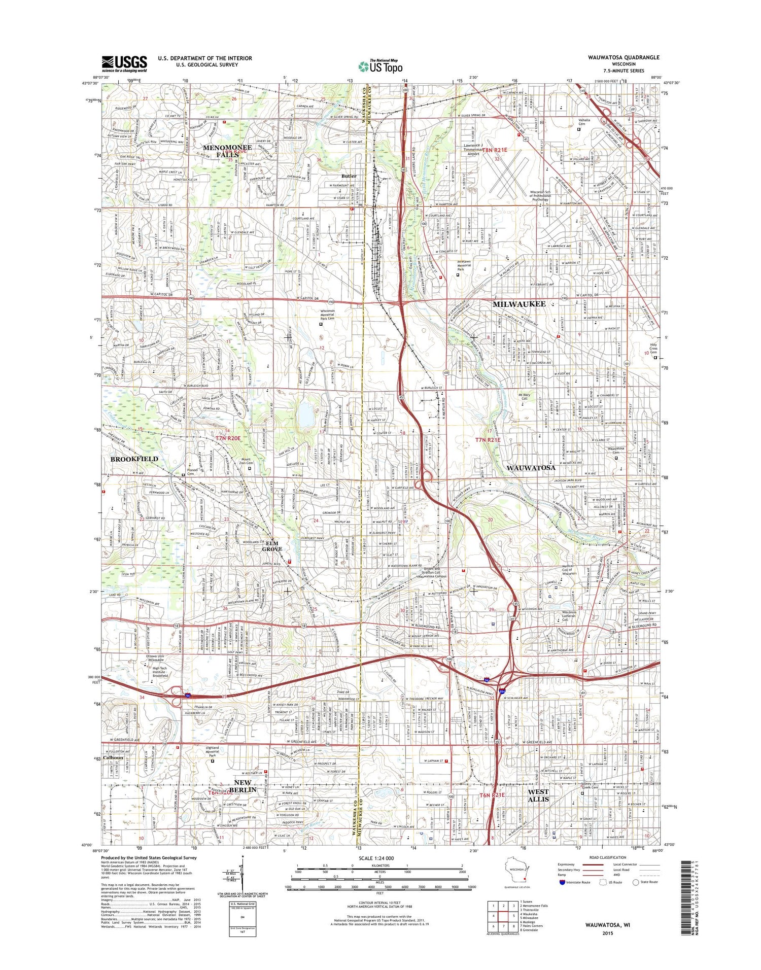 Wauwatosa Wisconsin US Topo Map Image