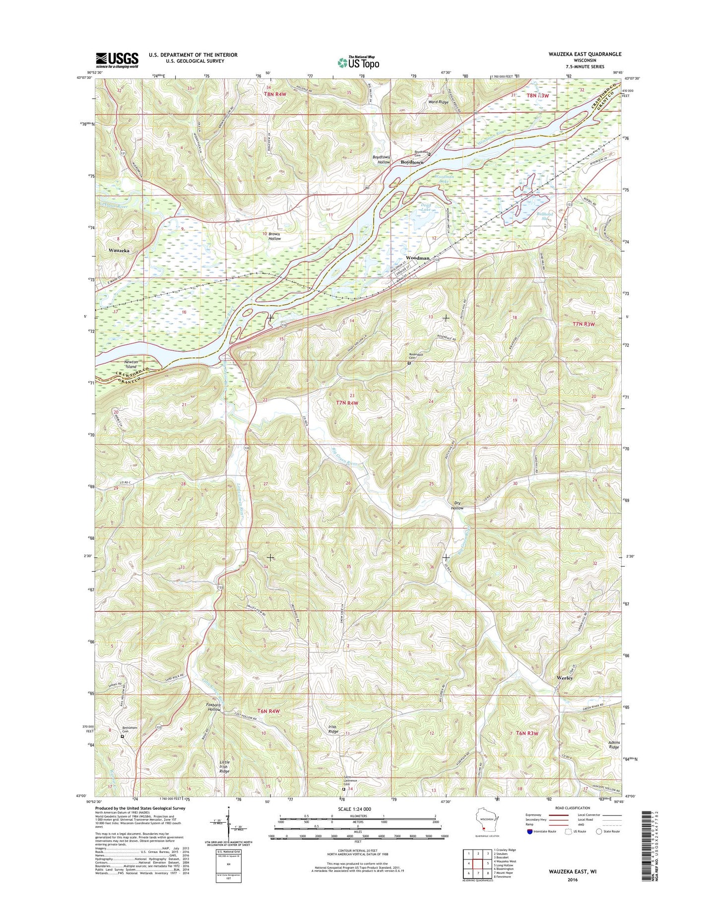 Wauzeka East Wisconsin US Topo Map Image