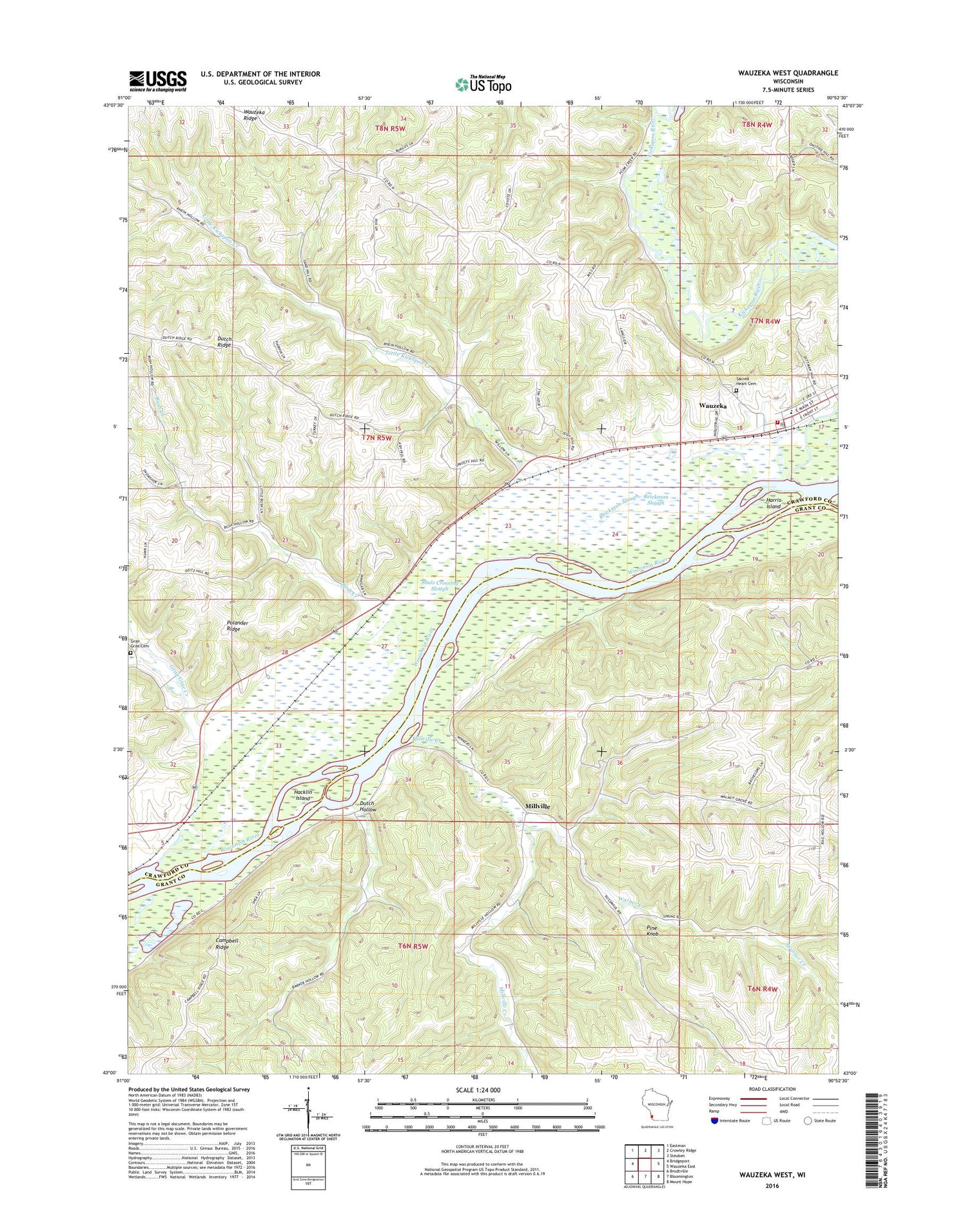 Wauzeka West Wisconsin US Topo Map Image