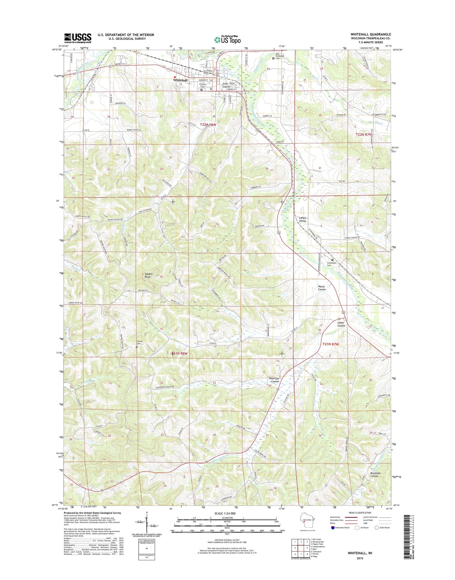 Whitehall Wisconsin US Topo Map Image