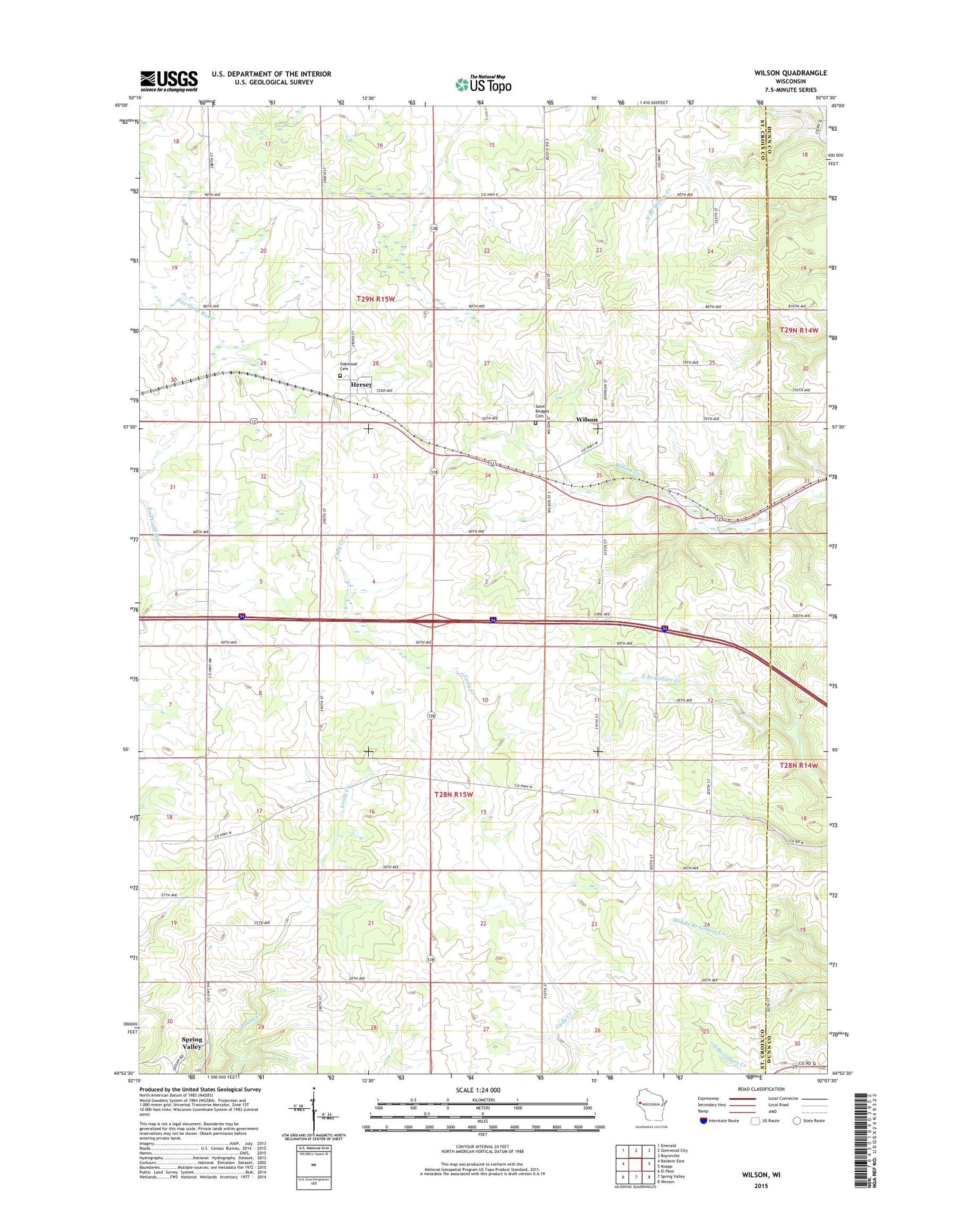 Wilson Wisconsin US Topo Map Image