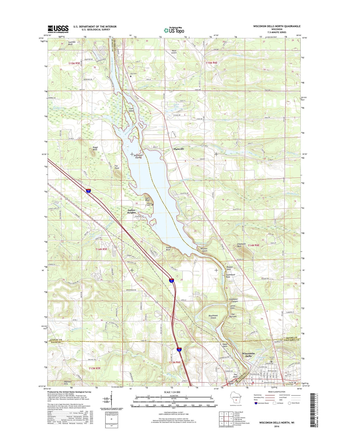 Wisconsin Dells North Wisconsin US Topo Map Image