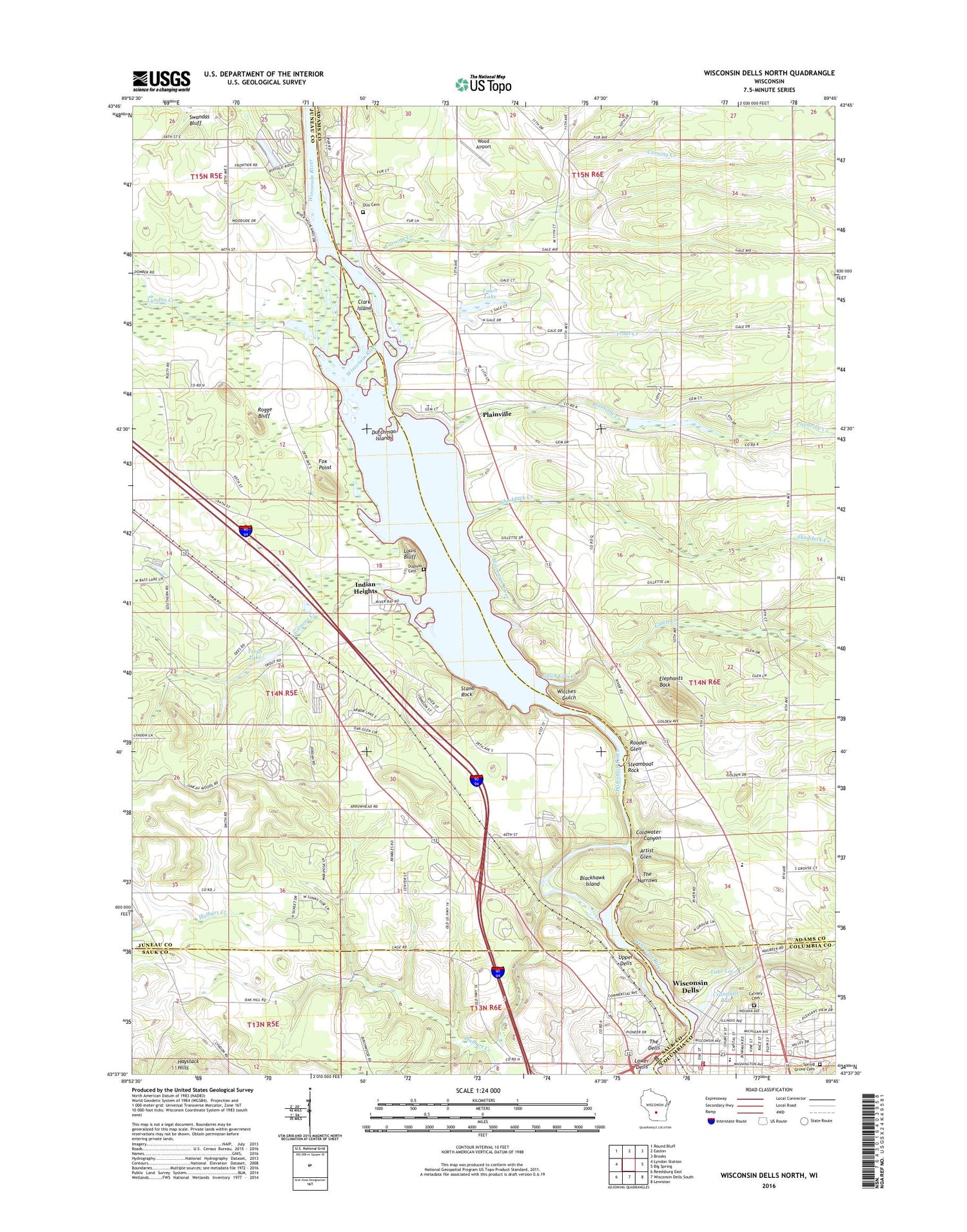 Wisconsin Dells North Wisconsin US Topo Map Image