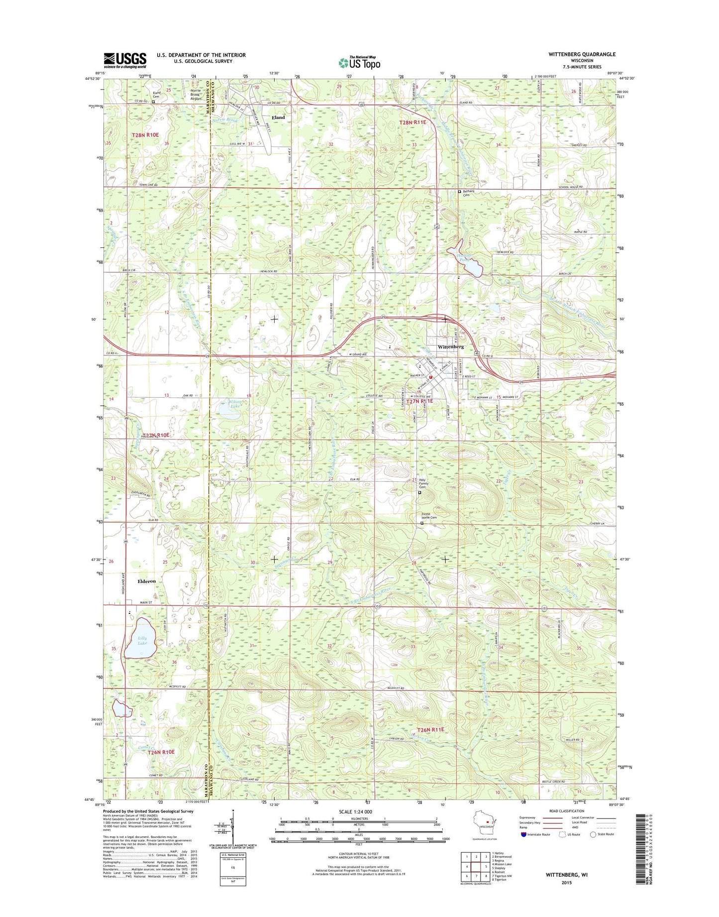 Wittenberg Wisconsin US Topo Map Image