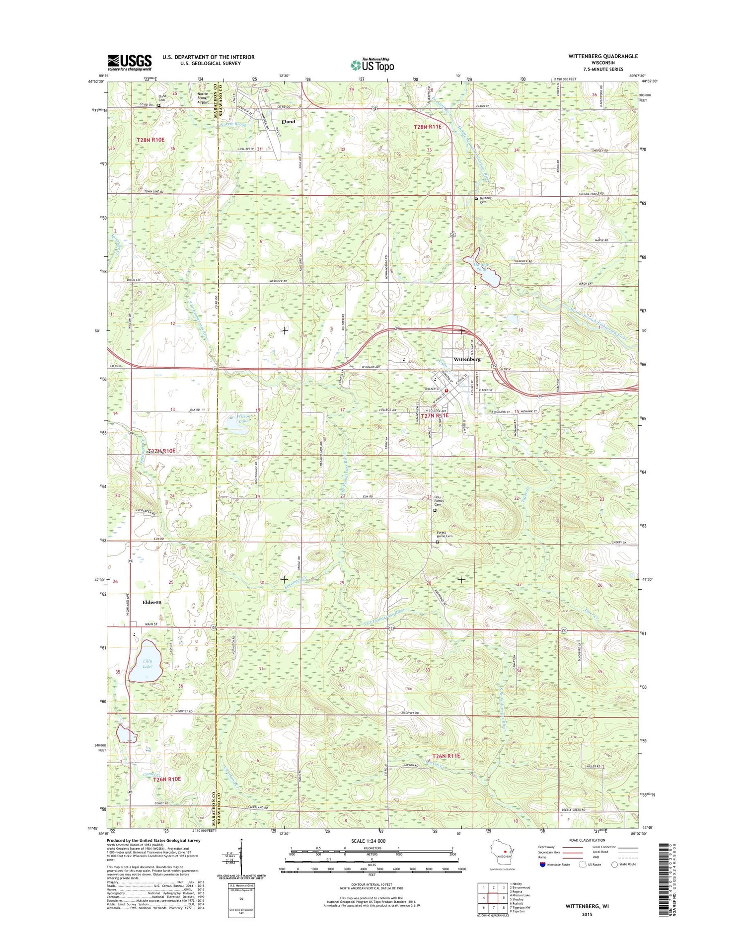 Wittenberg Wisconsin US Topo Map Image