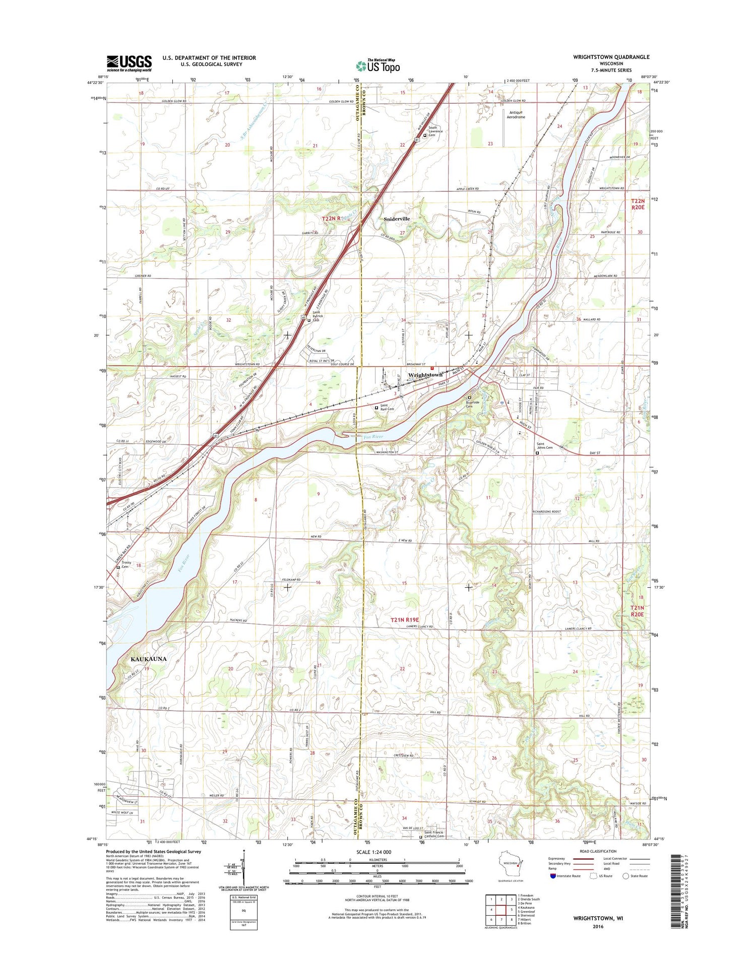 Wrightstown Wisconsin US Topo Map Image