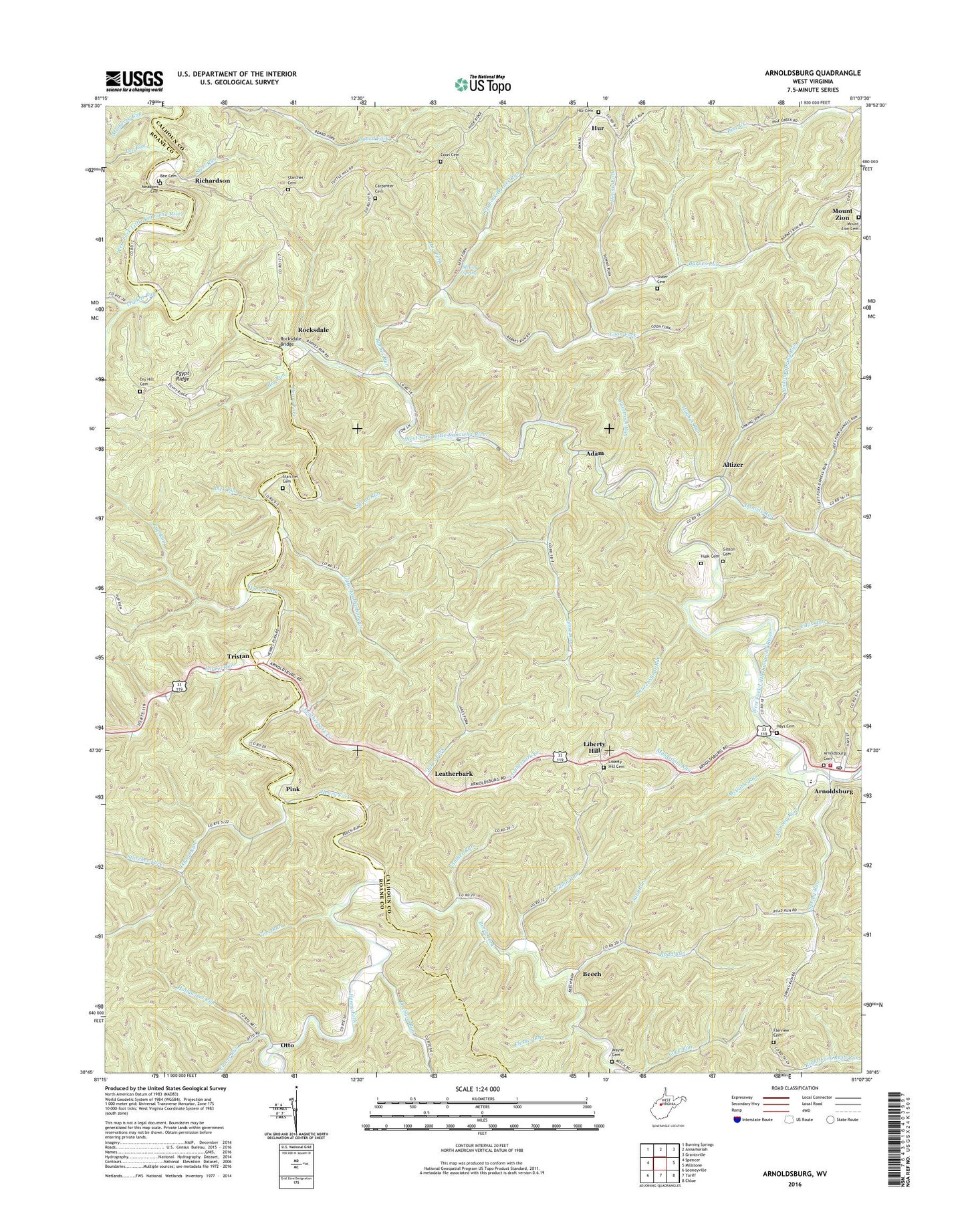 Arnoldsburg West Virginia US Topo Map Image