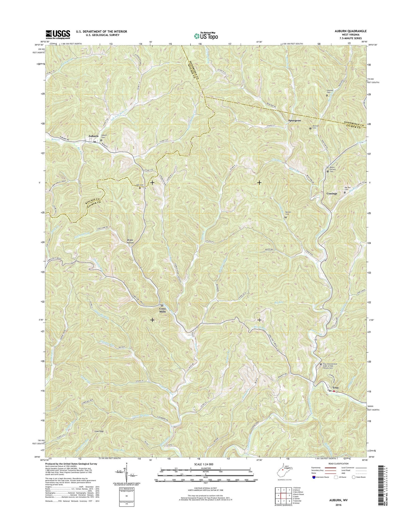 Auburn West Virginia US Topo Map Image