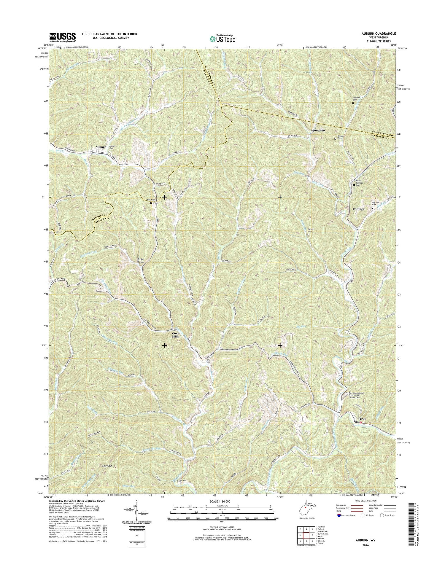 Auburn West Virginia US Topo Map Image