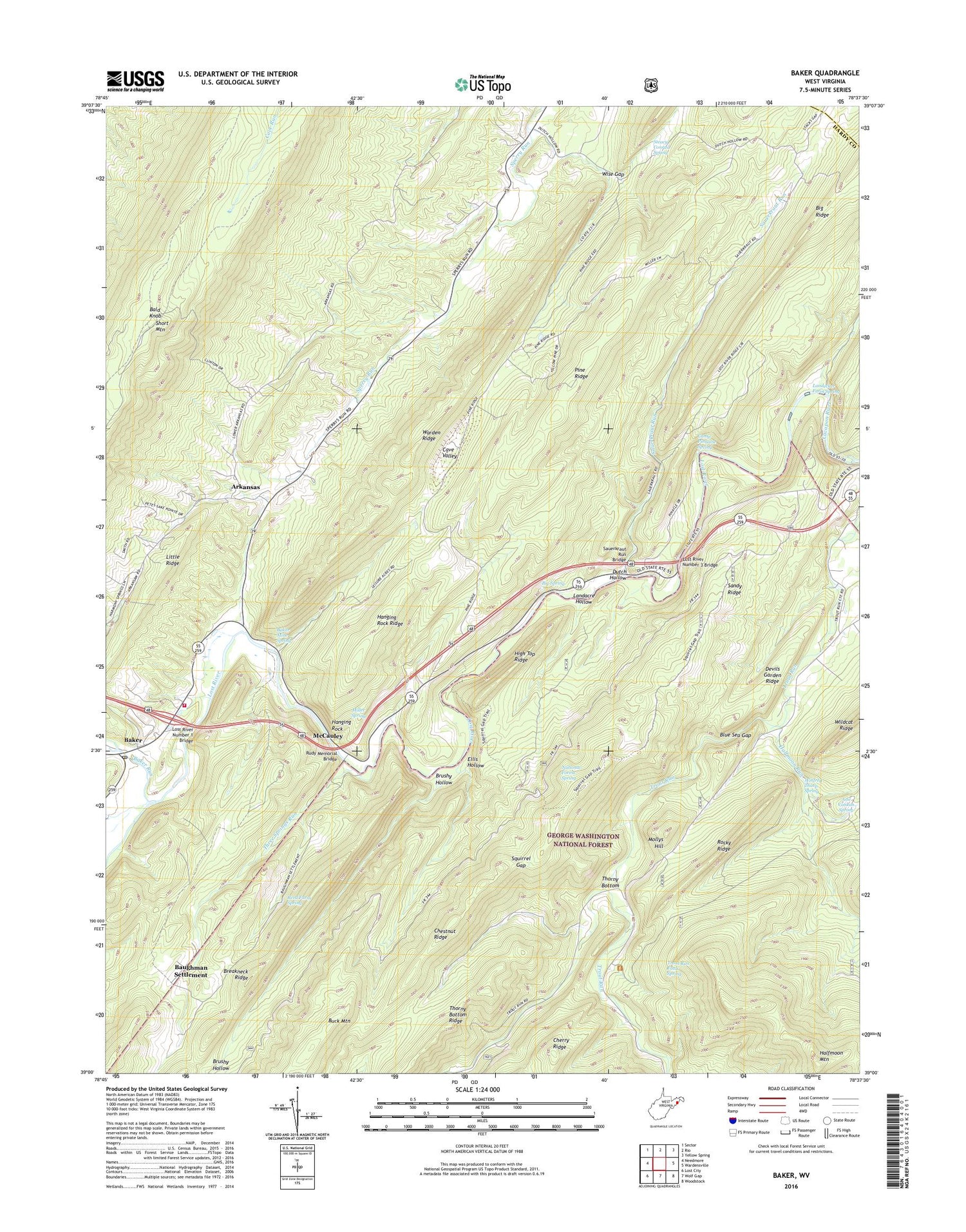 Baker West Virginia US Topo Map Image