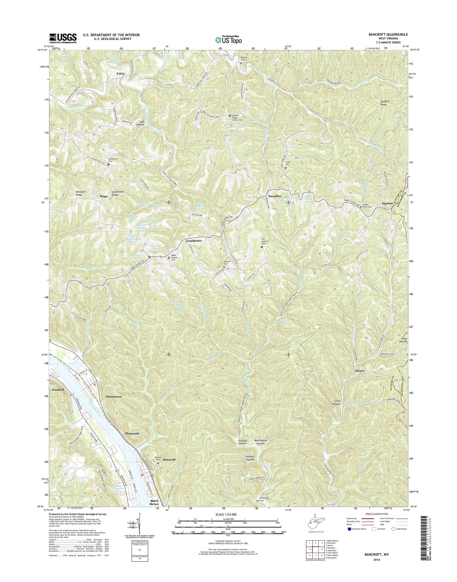 Bancroft West Virginia US Topo Map Image