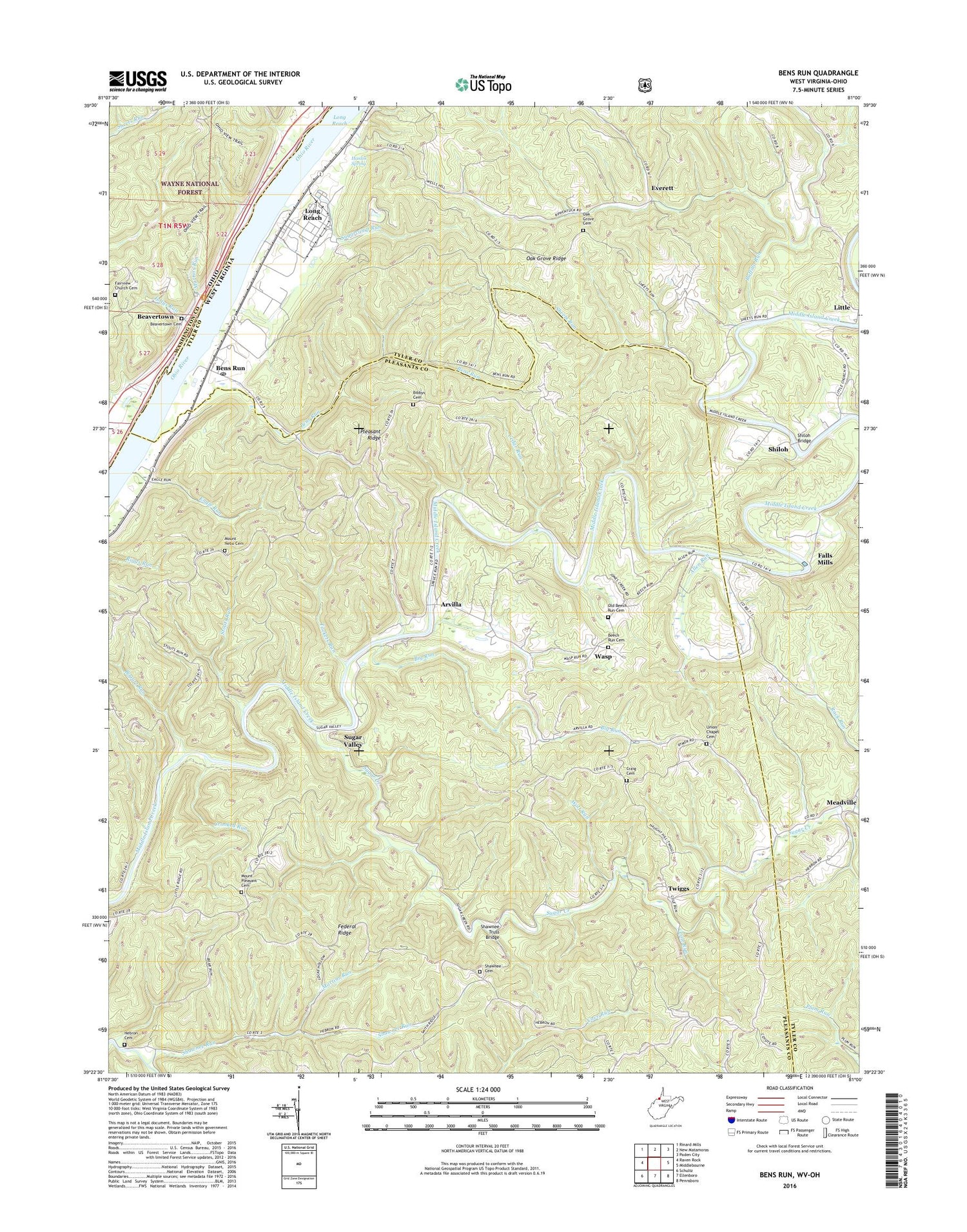 Bens Run West Virginia US Topo Map Image