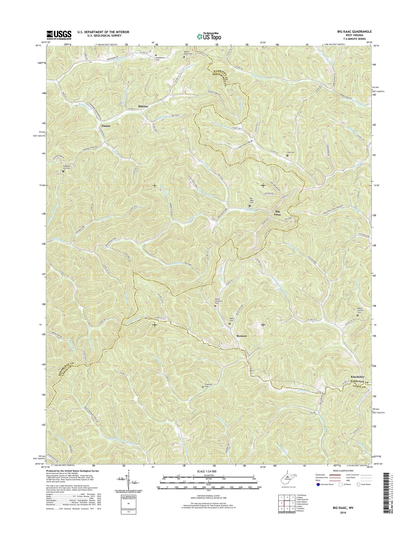 Big Isaac West Virginia US Topo Map Image