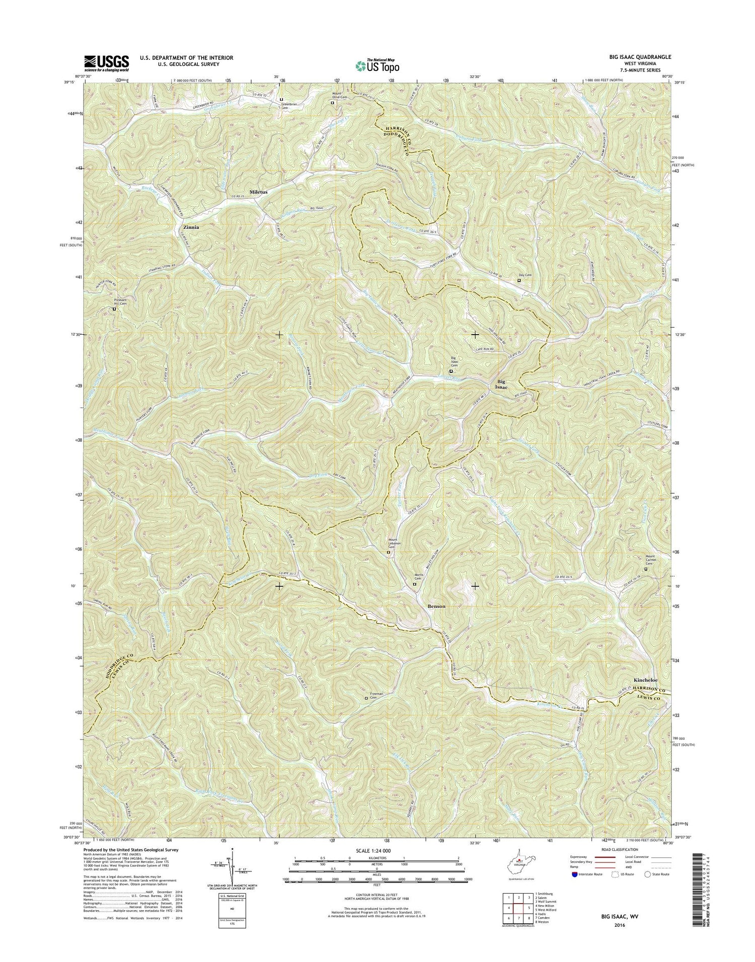 Big Isaac West Virginia US Topo Map Image