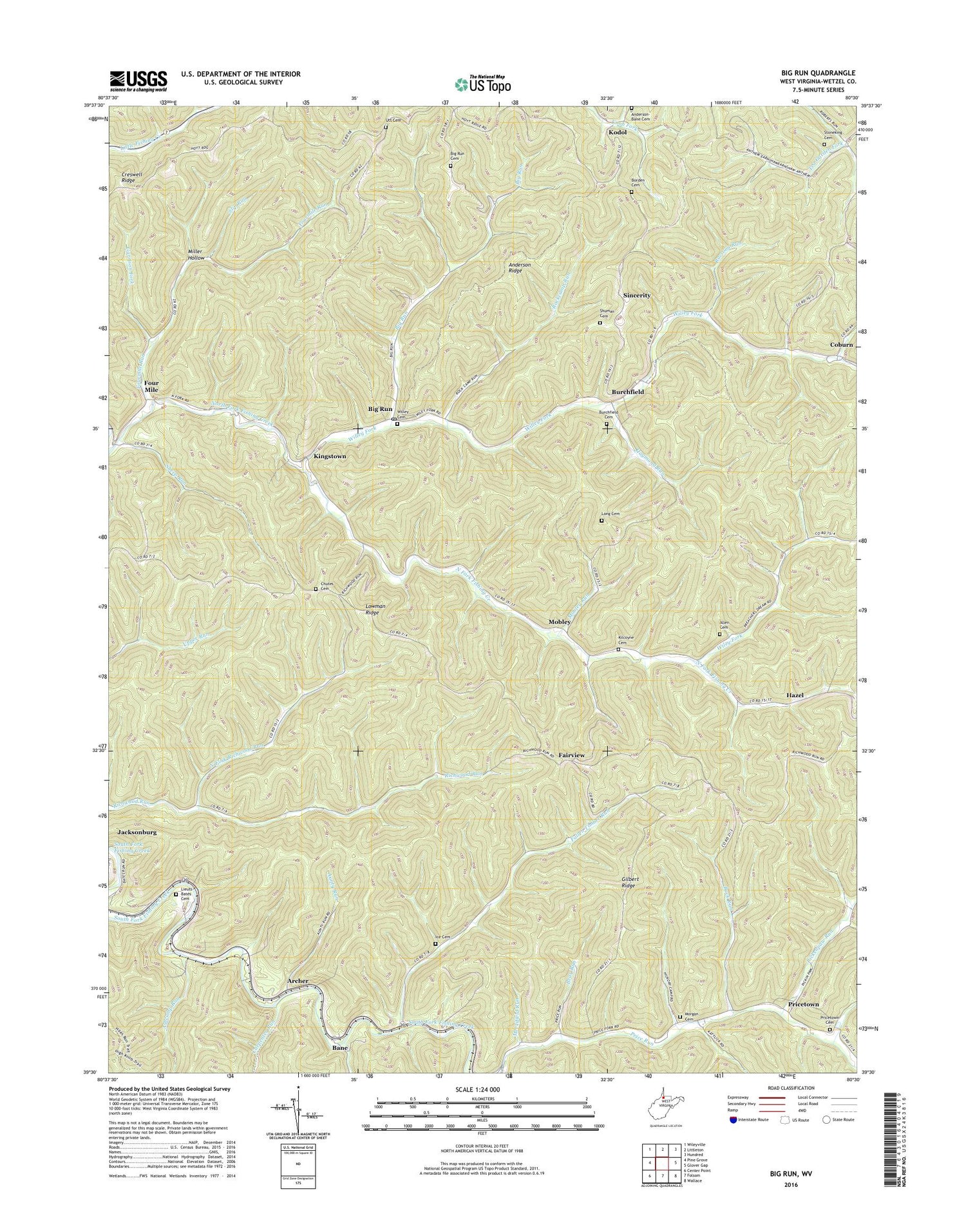 Big Run West Virginia US Topo Map Image