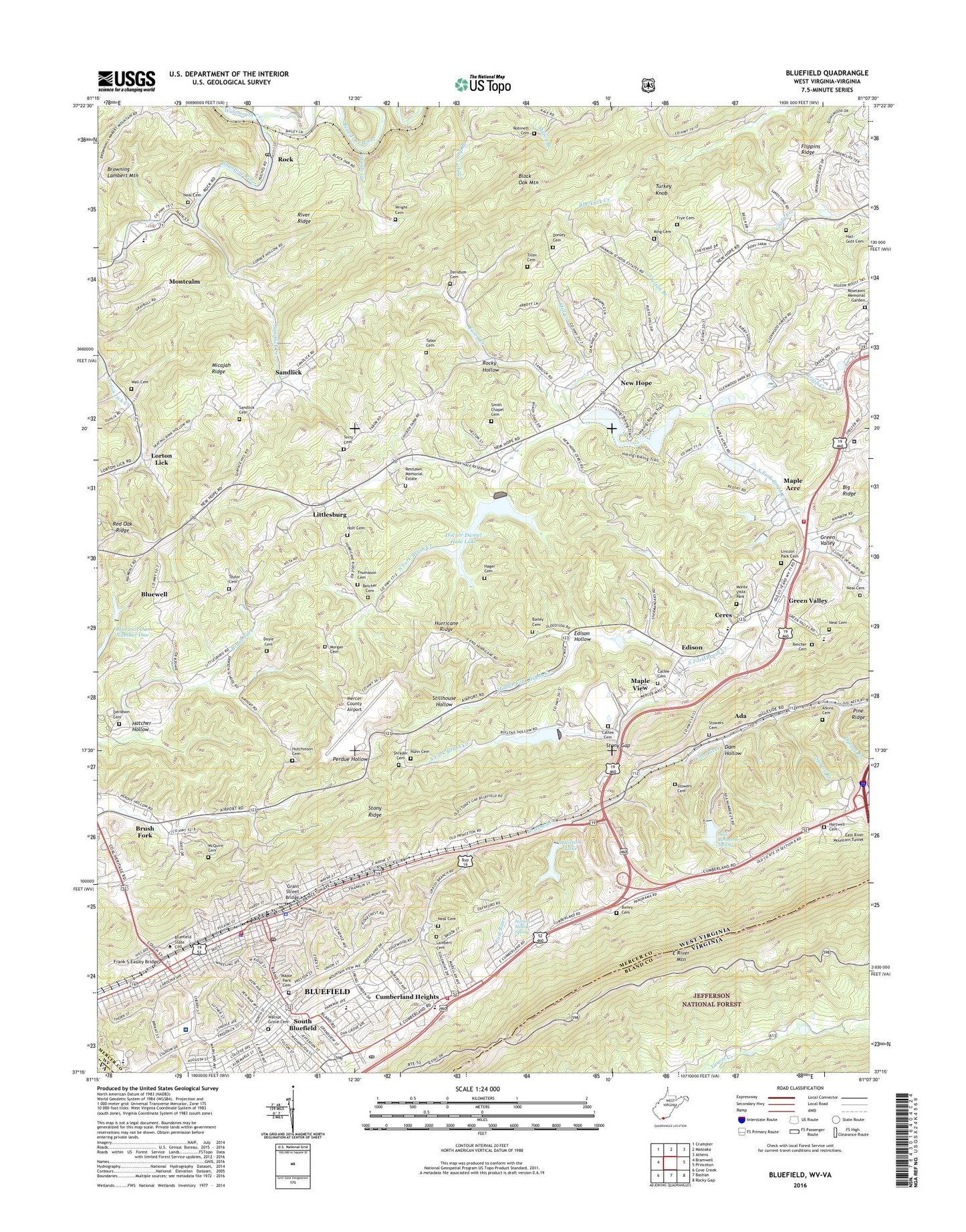 Bluefield West Virginia US Topo Map Image
