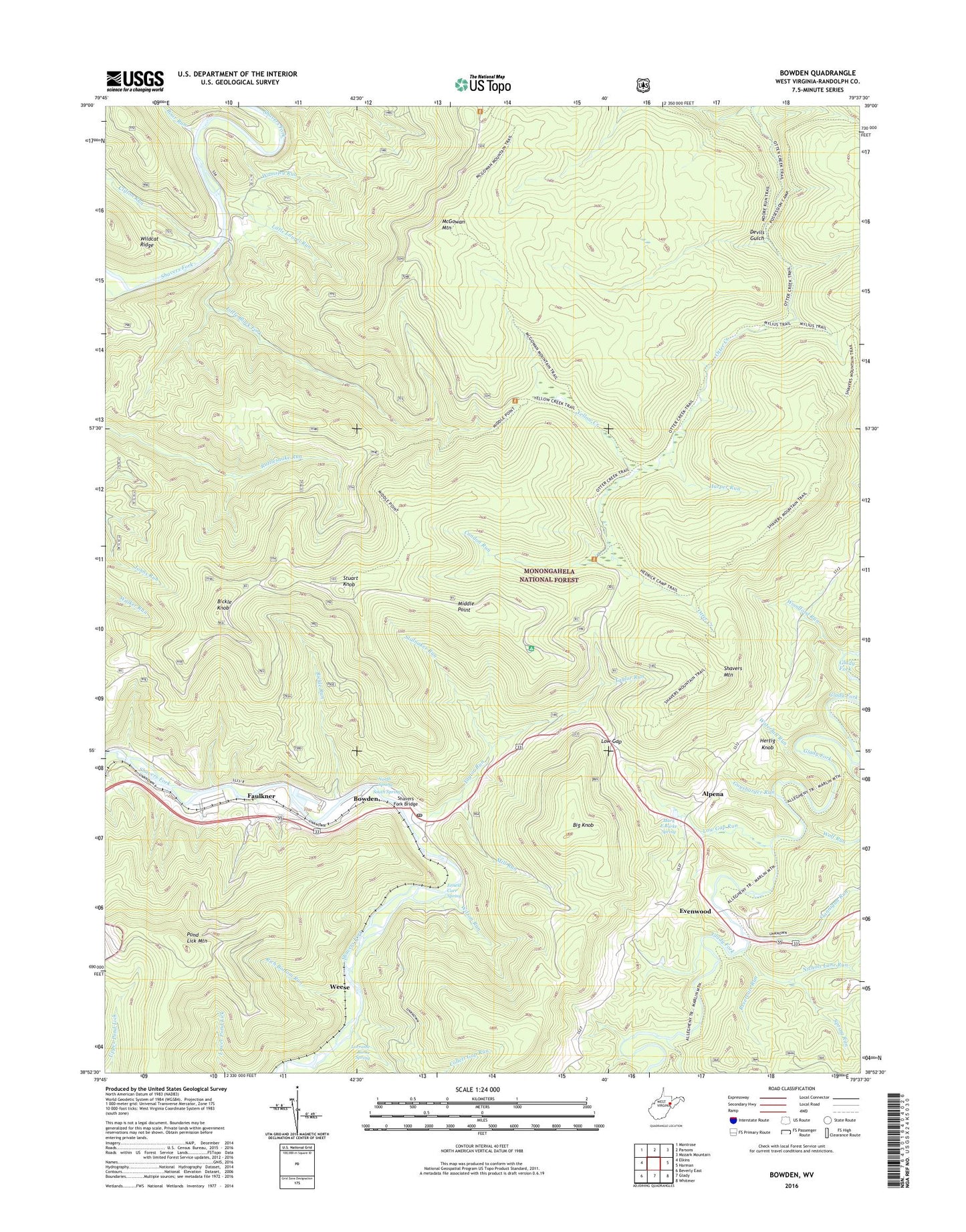 Bowden West Virginia US Topo Map Image