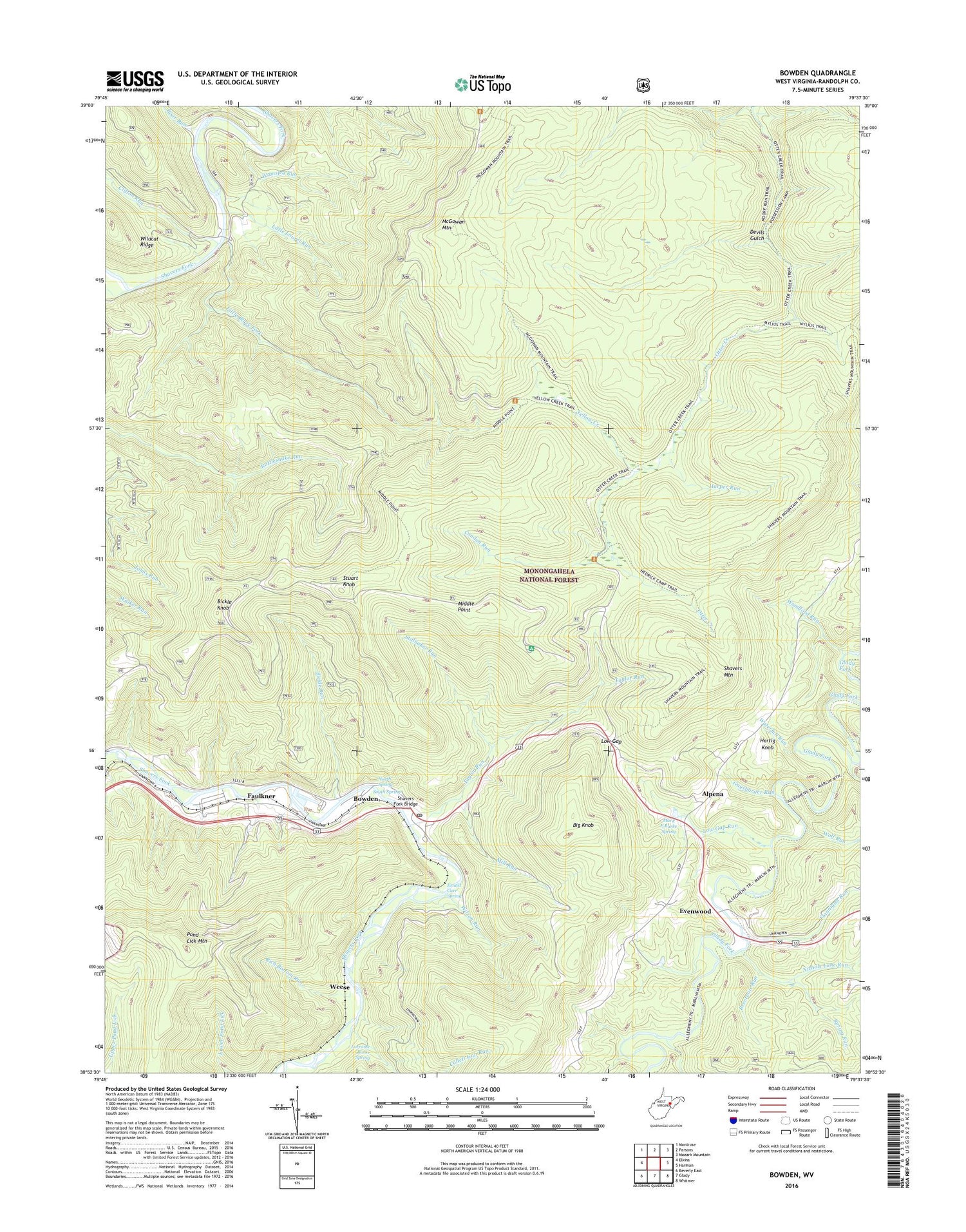 Bowden West Virginia US Topo Map Image