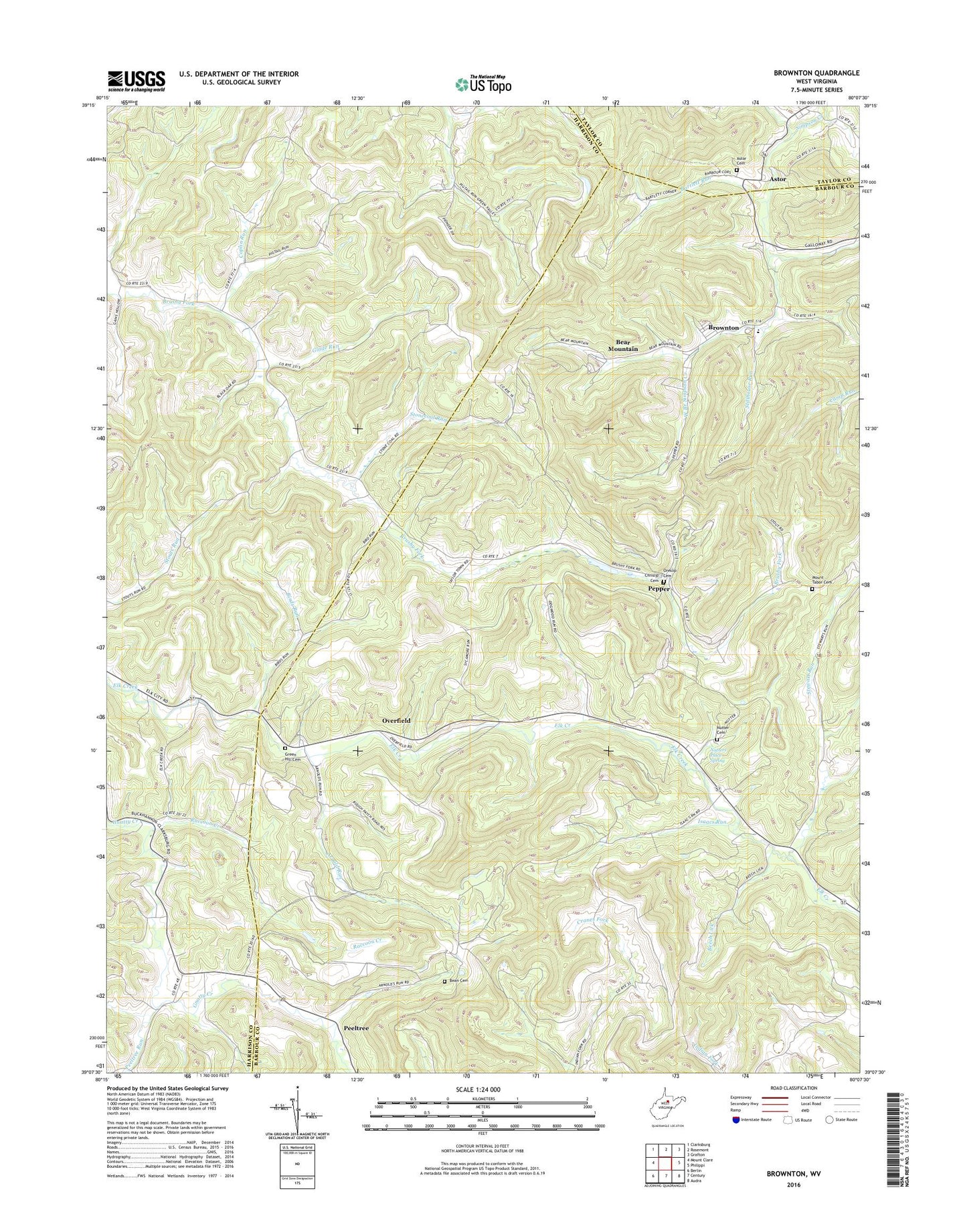 Brownton West Virginia US Topo Map Image
