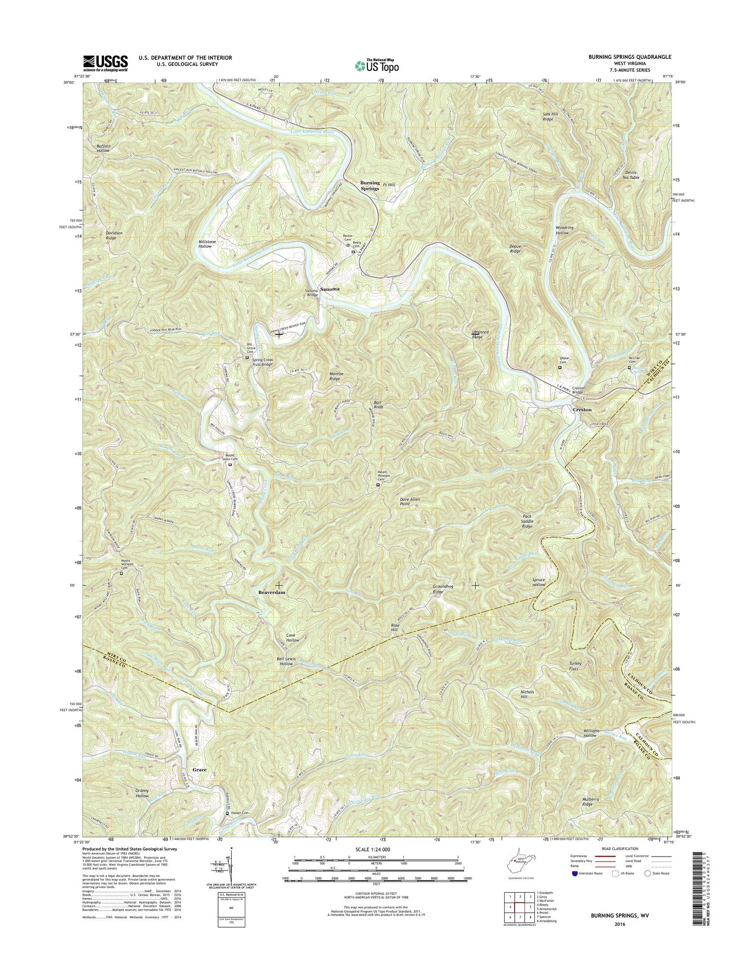 Burning Springs West Virginia US Topo Map Image