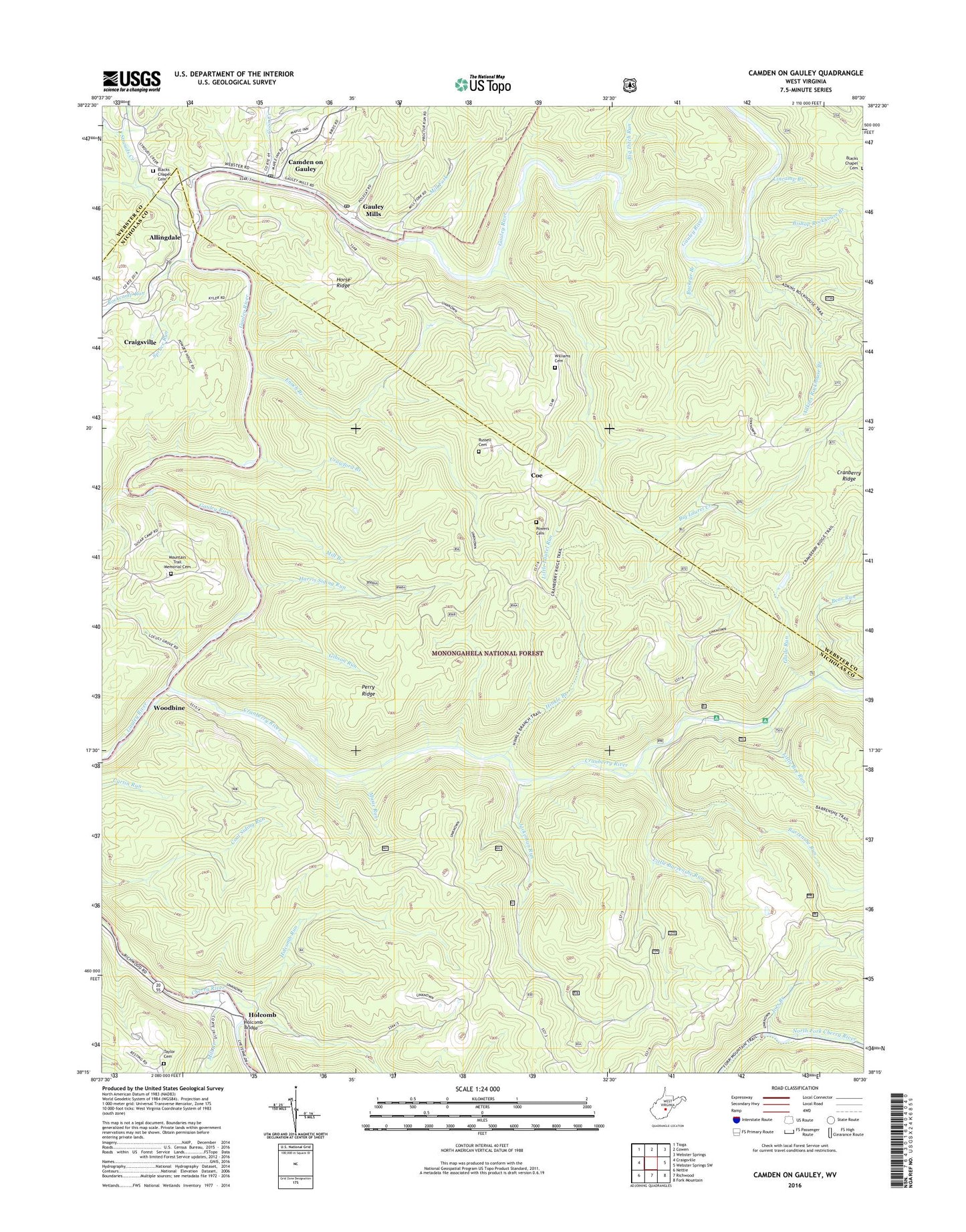 Camden On Gauley West Virginia US Topo Map Image
