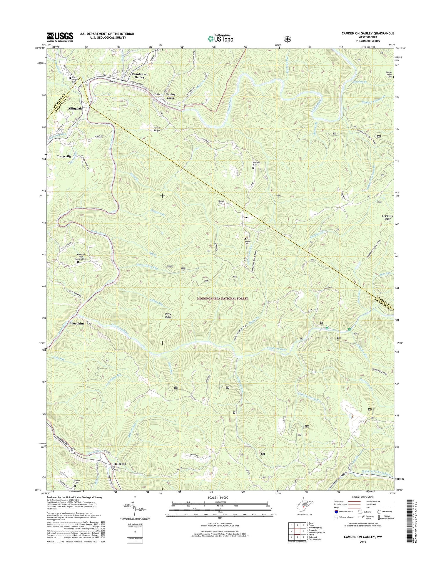 Camden On Gauley West Virginia US Topo Map Image