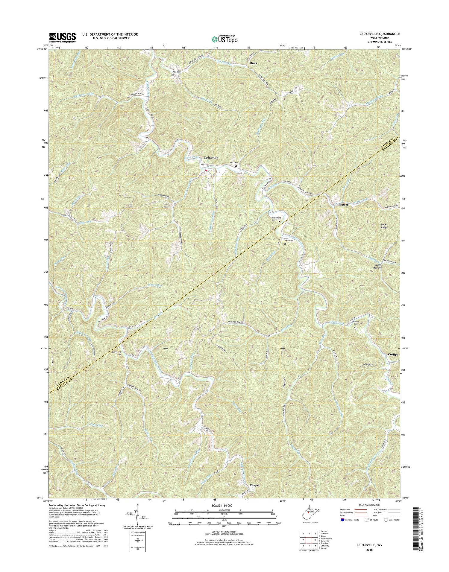 Cedarville West Virginia US Topo Map Image