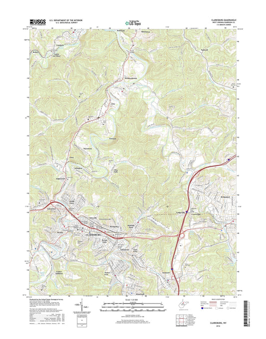 Clarksburg West Virginia US Topo Map Image