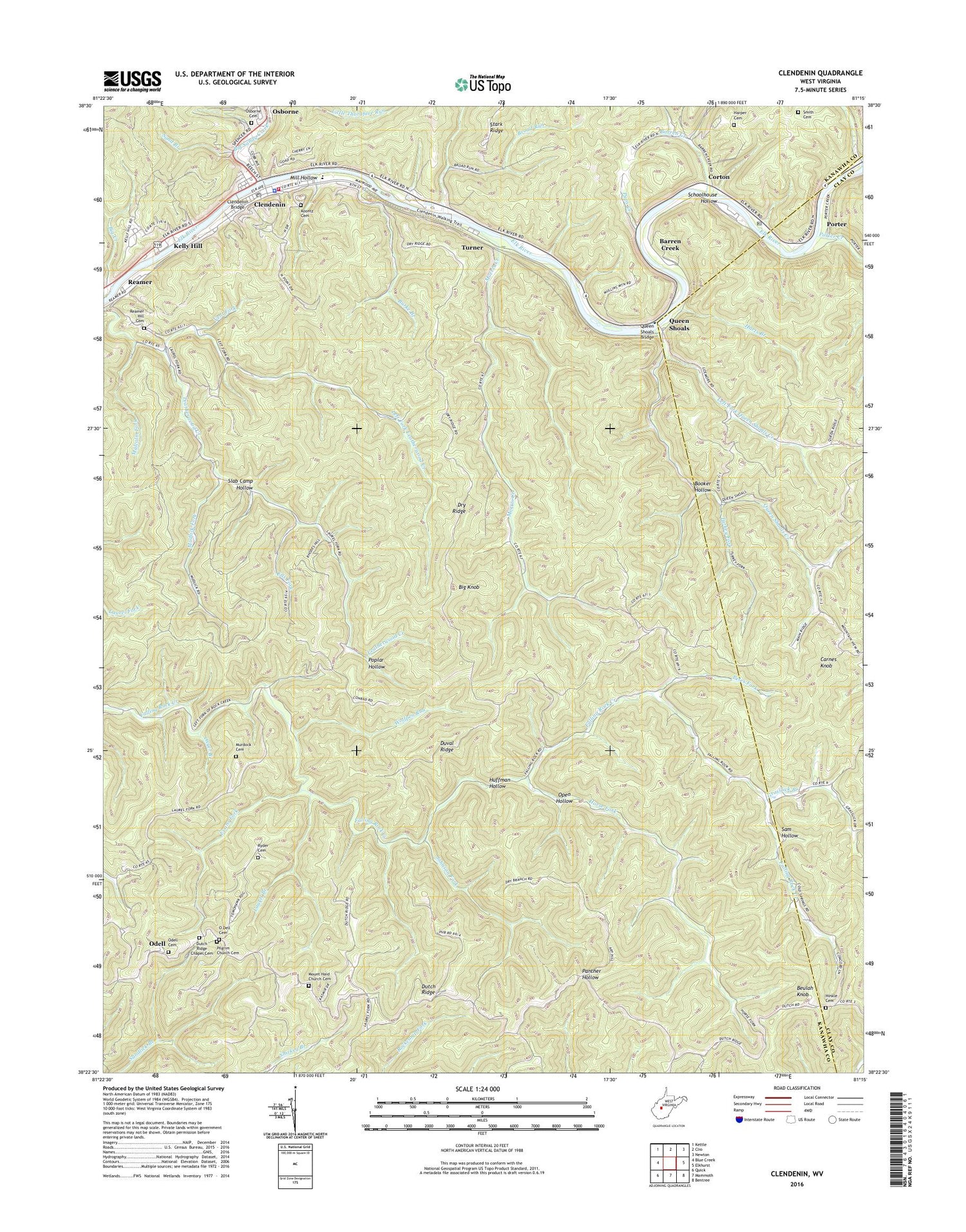 Clendenin West Virginia US Topo Map Image