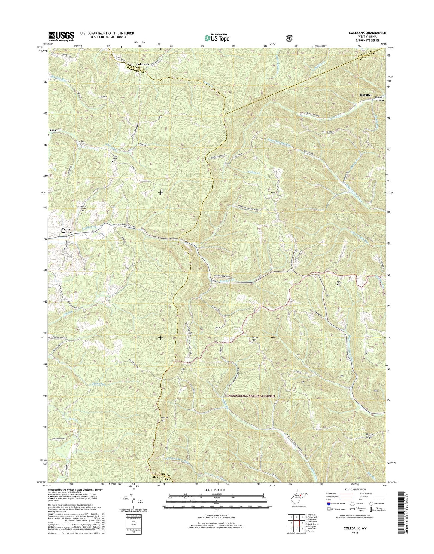 Colebank West Virginia US Topo Map Image
