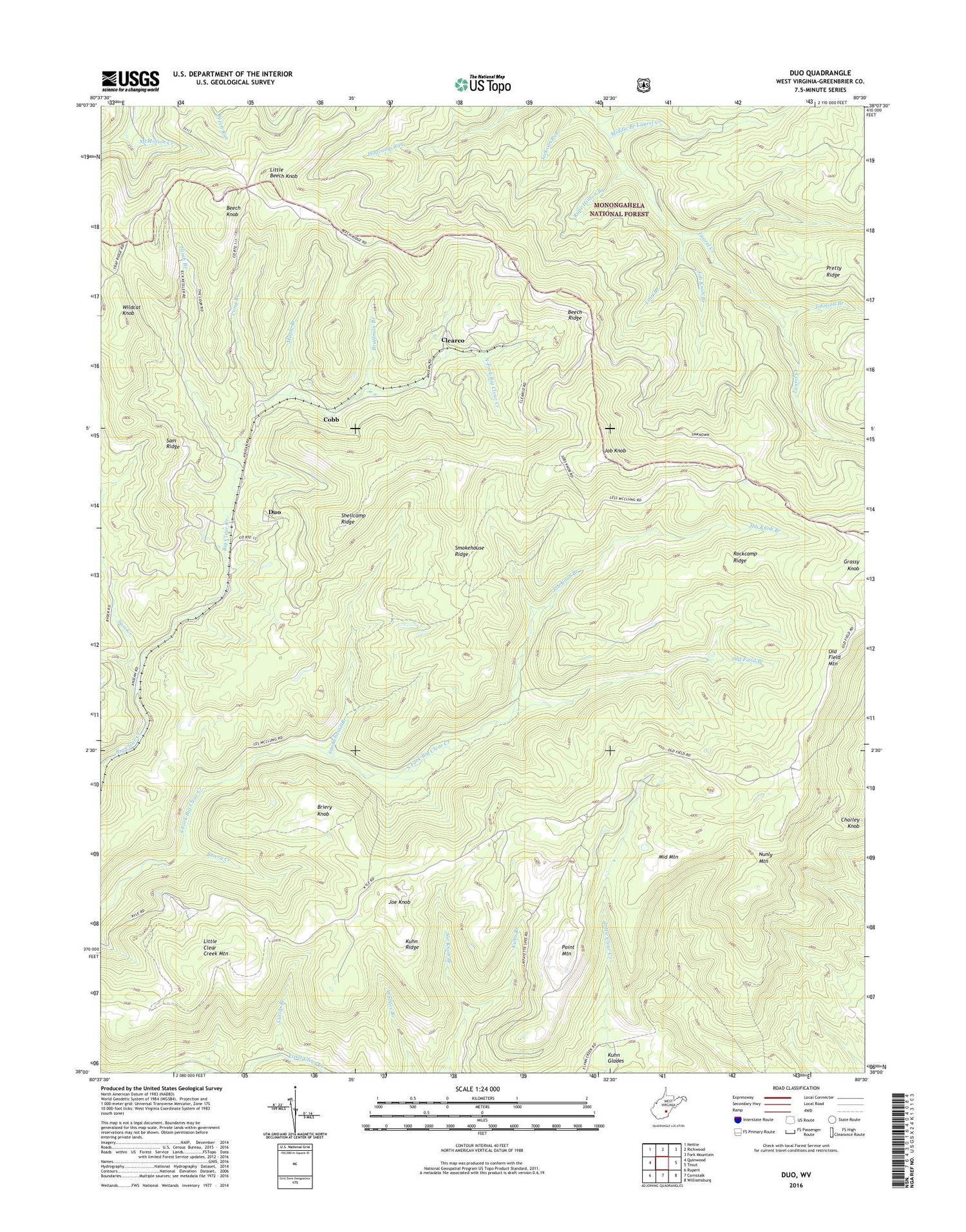 Duo West Virginia US Topo Map Image