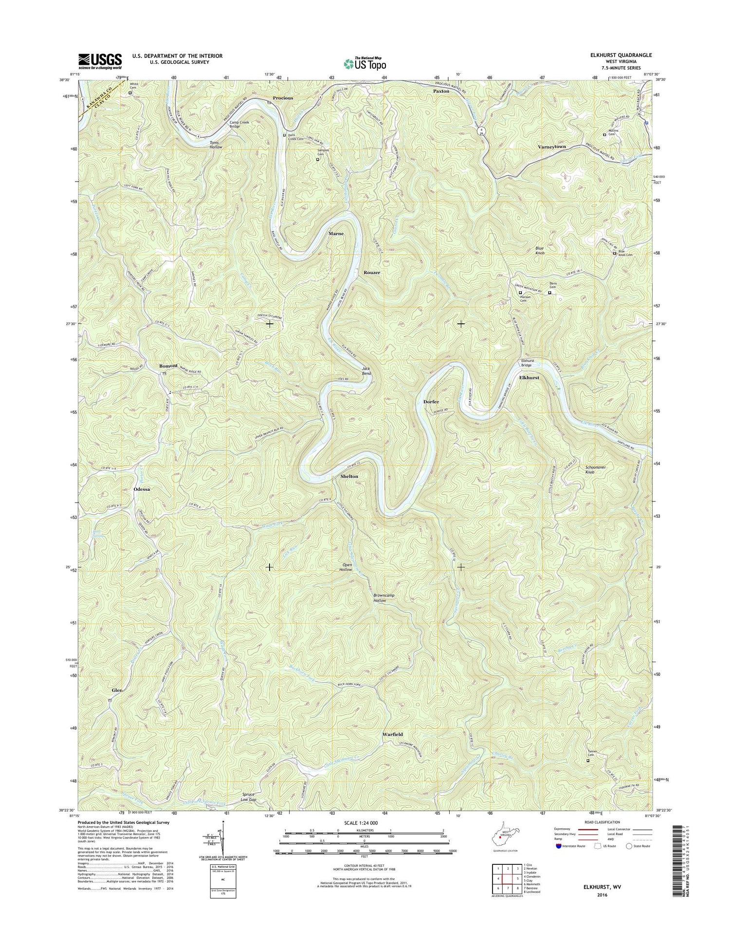 Elkhurst West Virginia US Topo Map Image