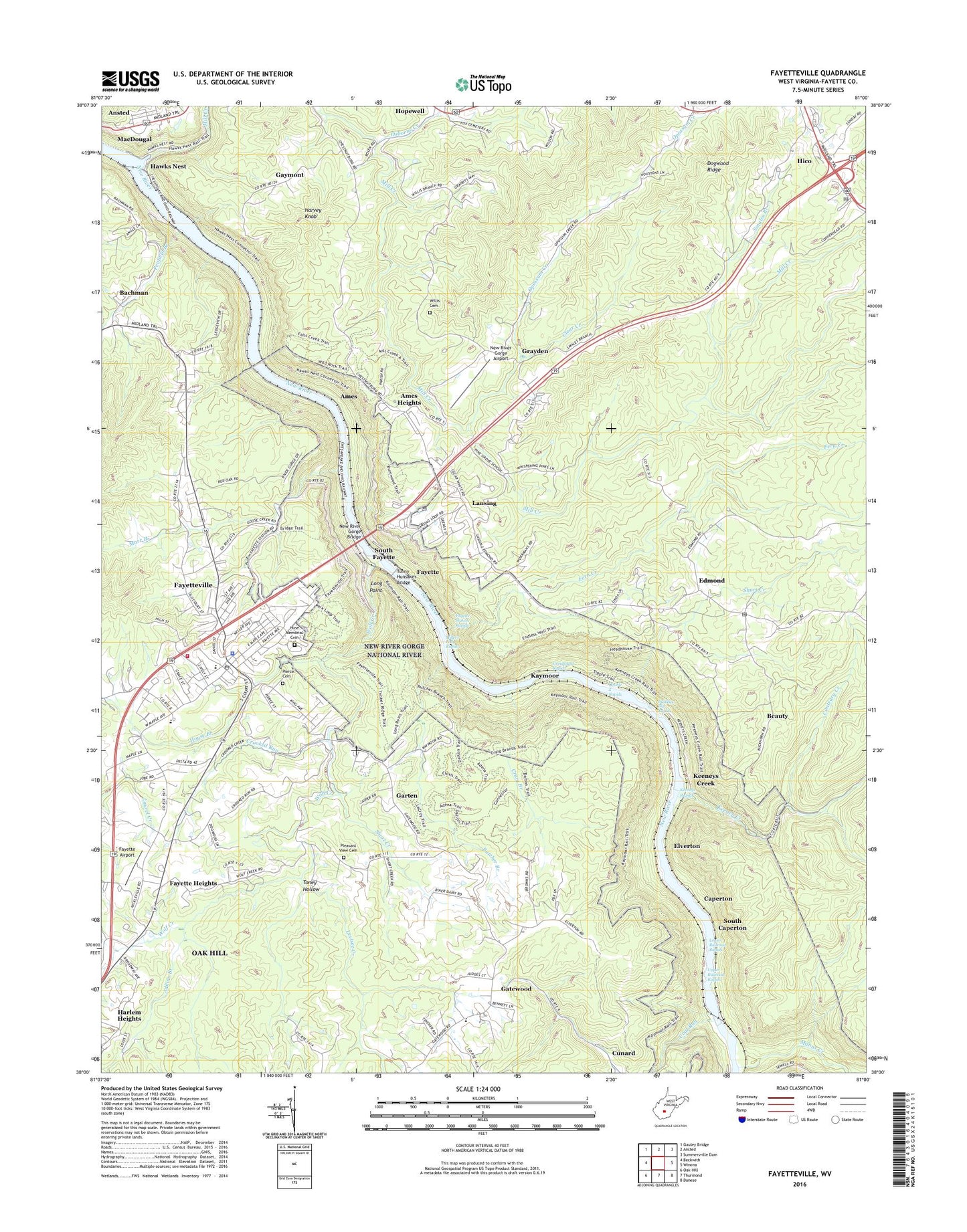 Fayetteville West Virginia US Topo Map Image