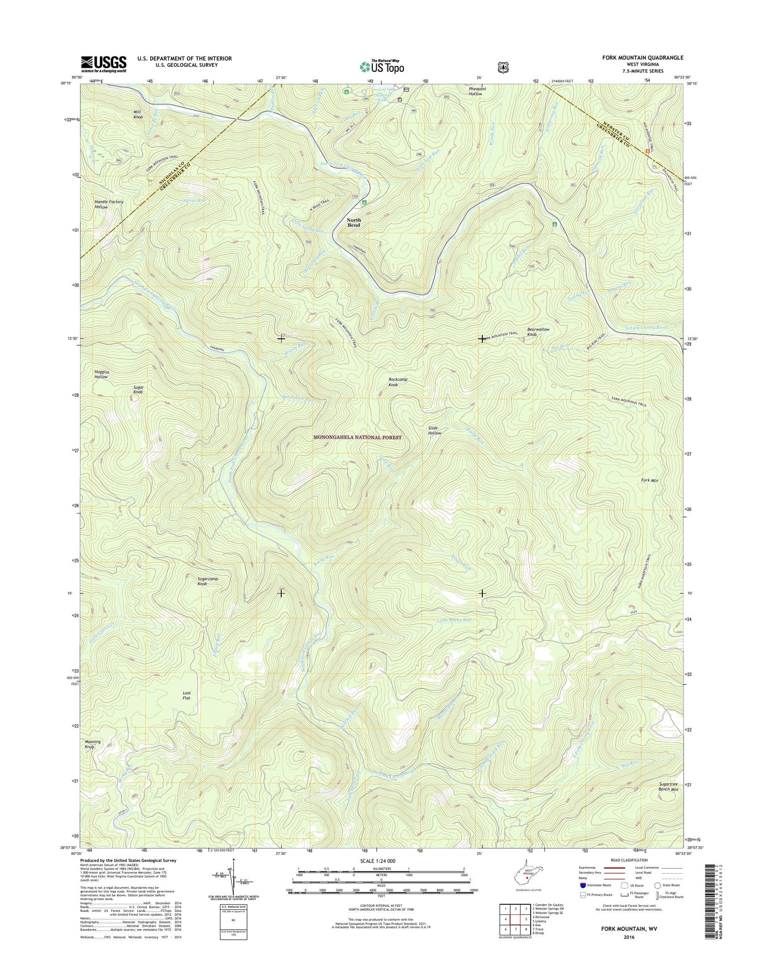 Fork Mountain West Virginia US Topo Map Image