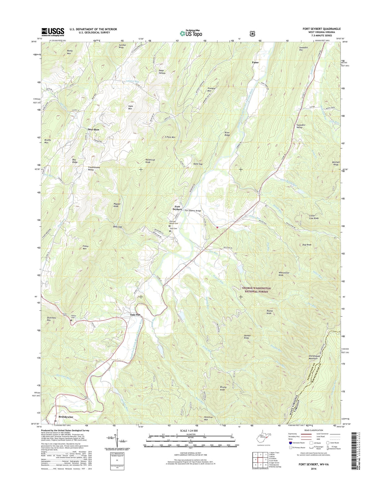 Fort Seybert West Virginia US Topo Map Image