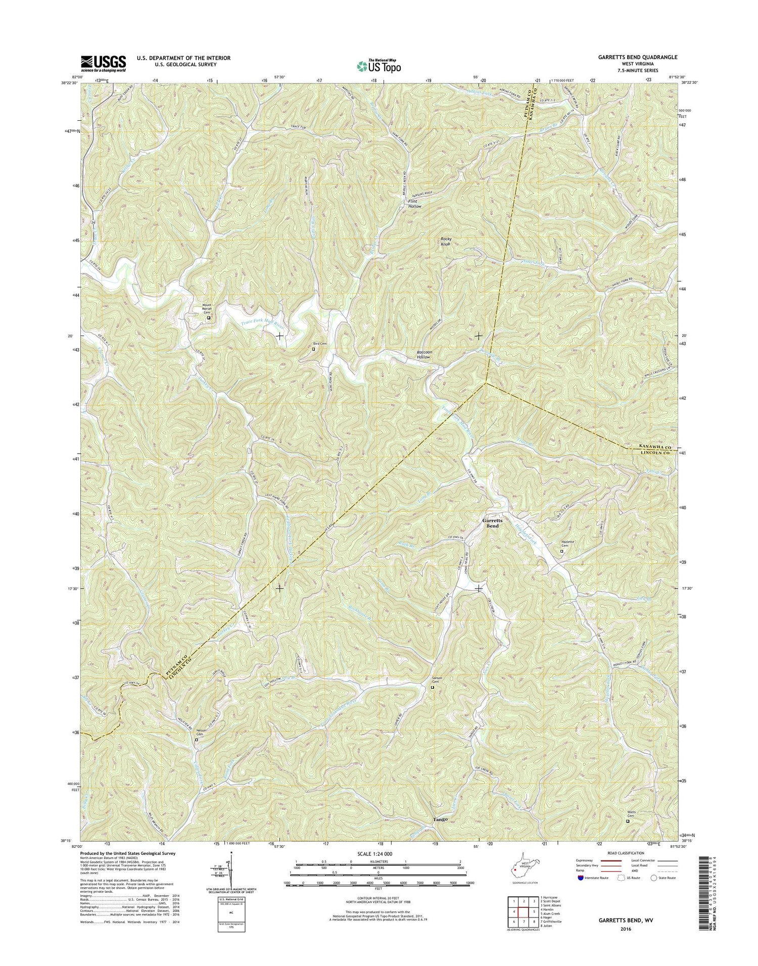 Garretts Bend West Virginia US Topo Map Image