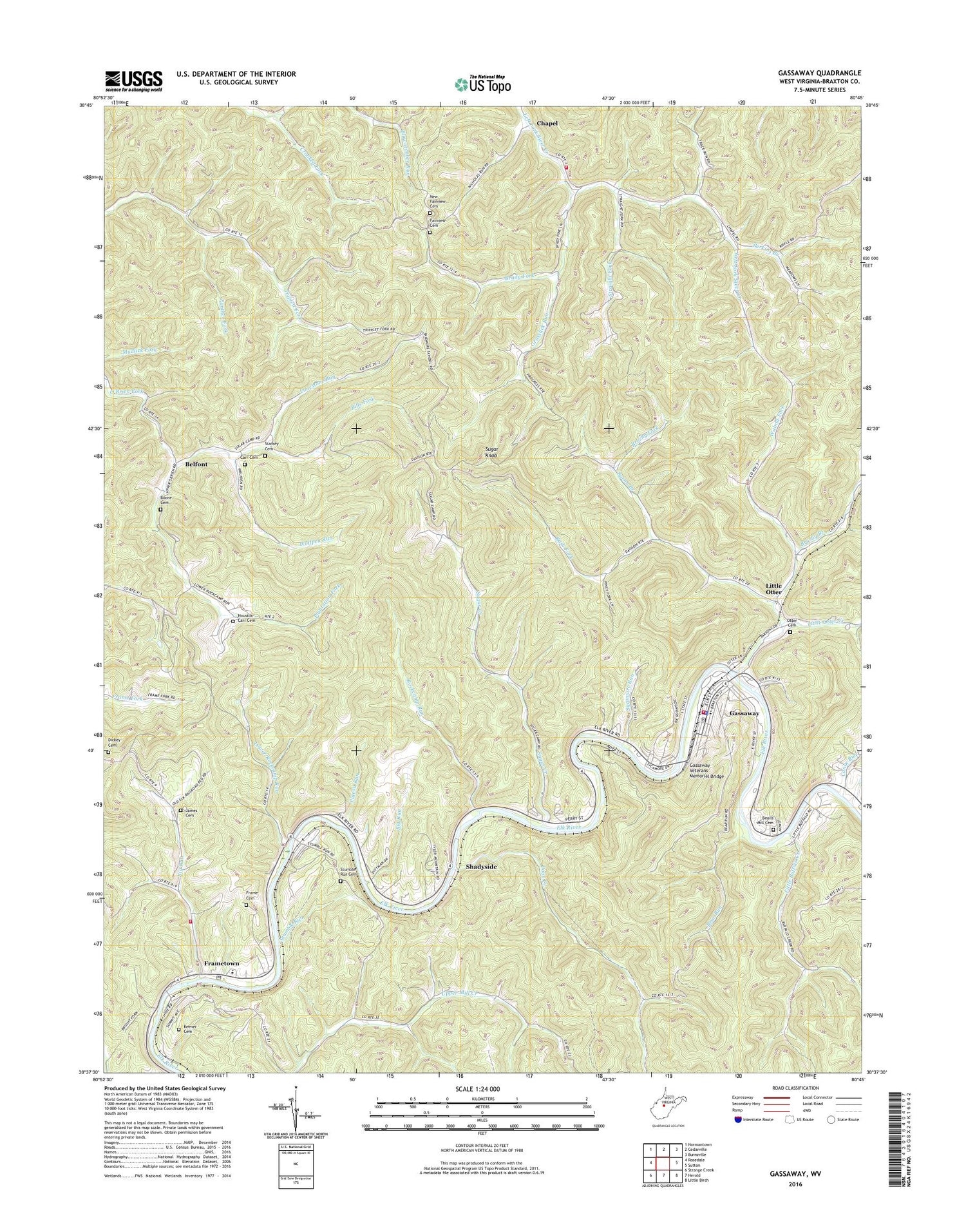 Gassaway West Virginia US Topo Map Image