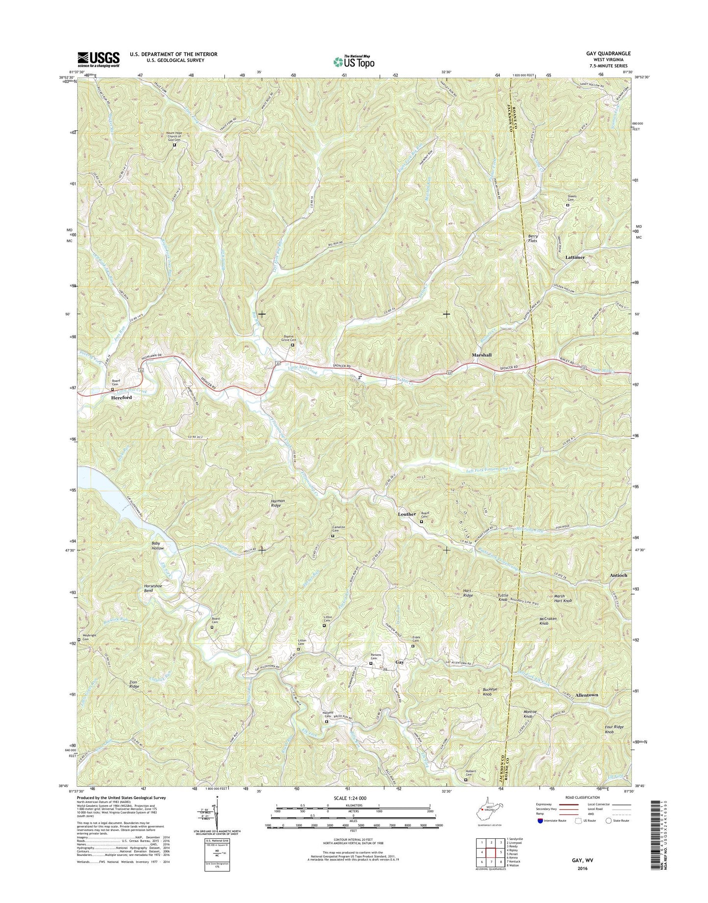 Gay West Virginia US Topo Map Image