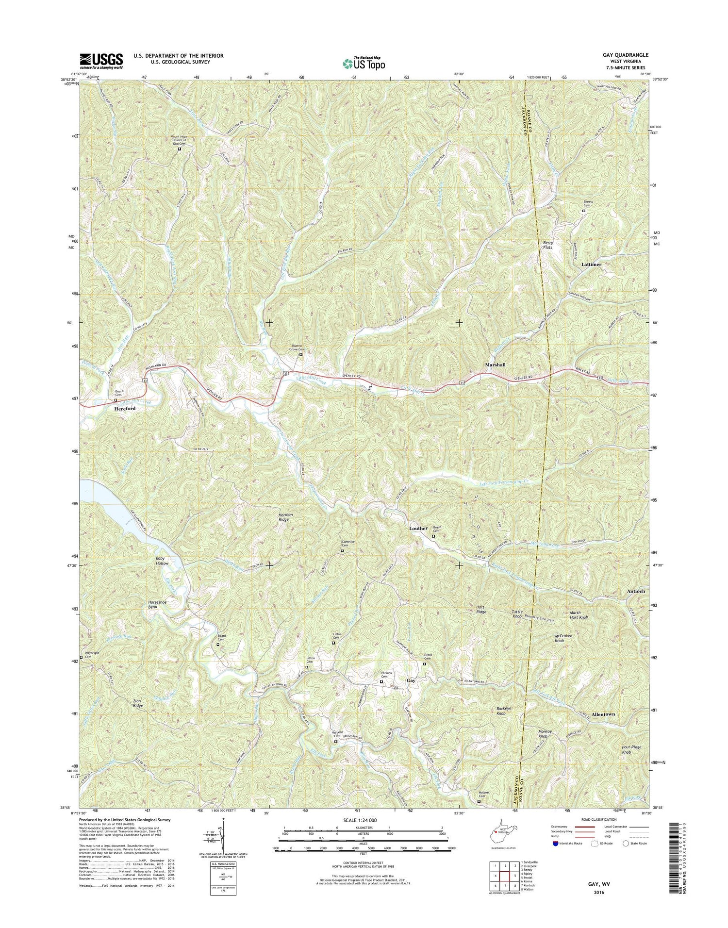 Gay West Virginia US Topo Map Image