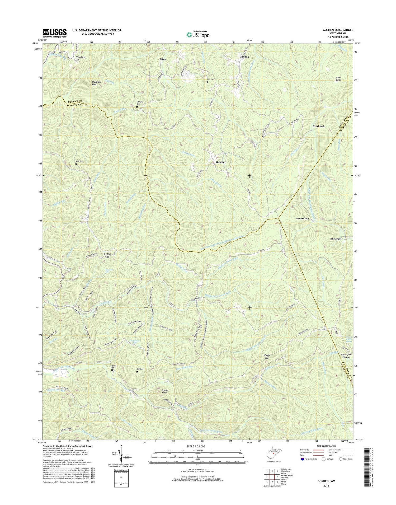 Goshen West Virginia US Topo Map Image