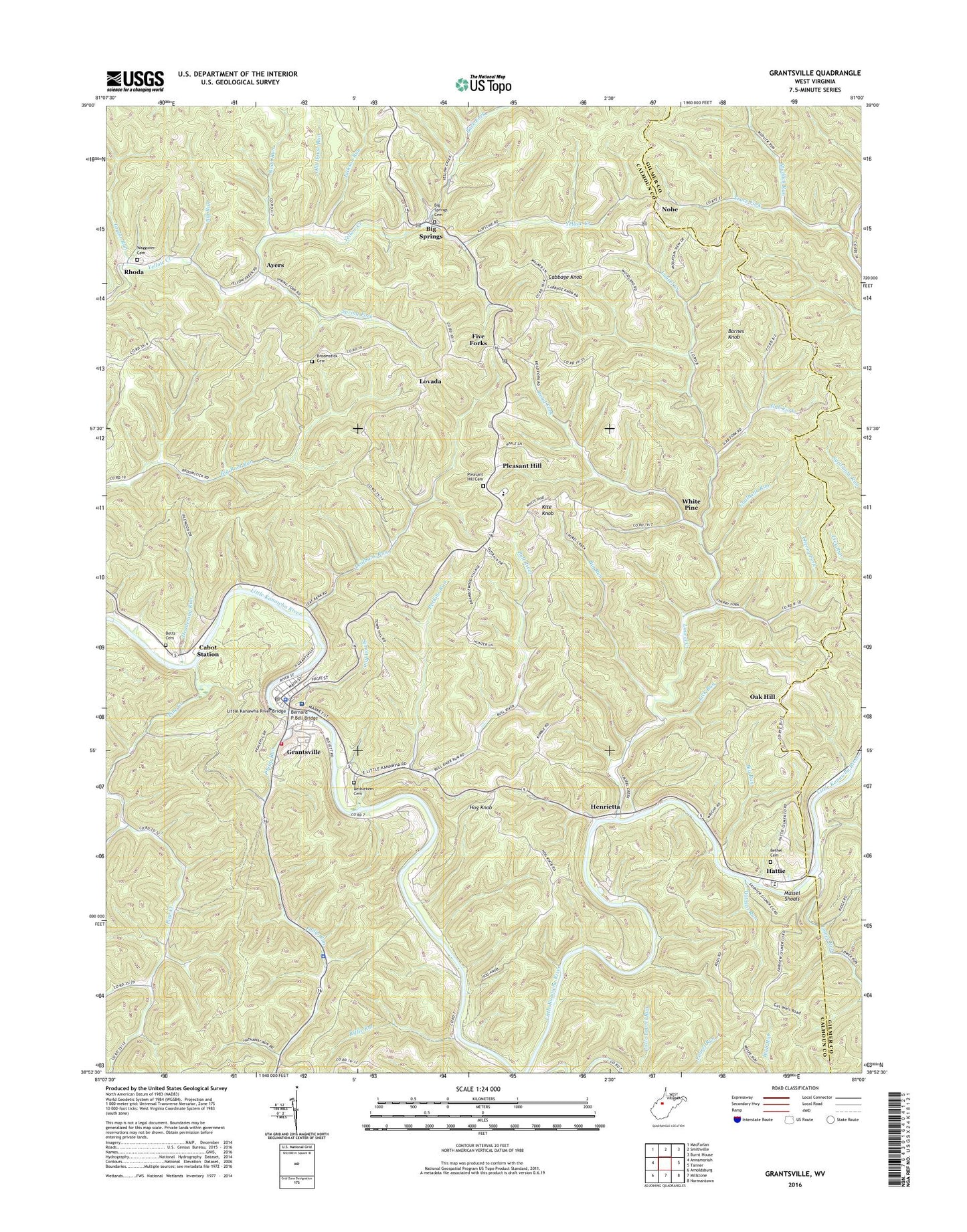 Grantsville West Virginia US Topo Map Image