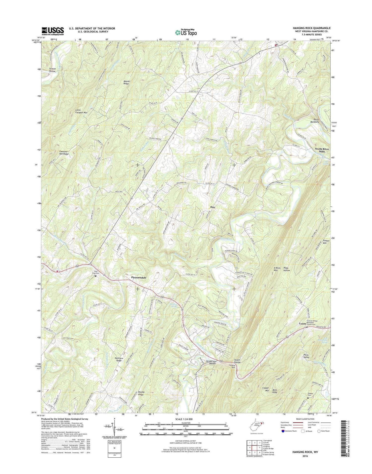 Hanging Rock West Virginia US Topo Map Image
