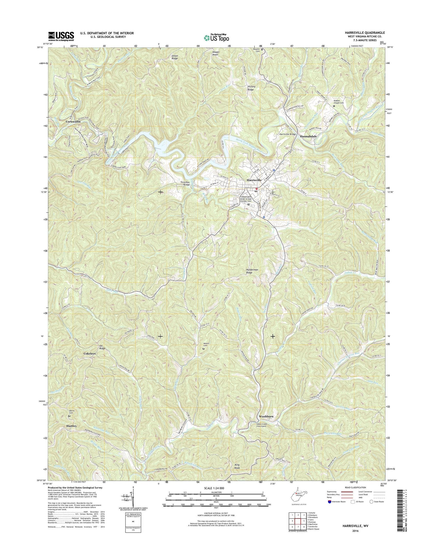 Harrisville West Virginia US Topo Map Image