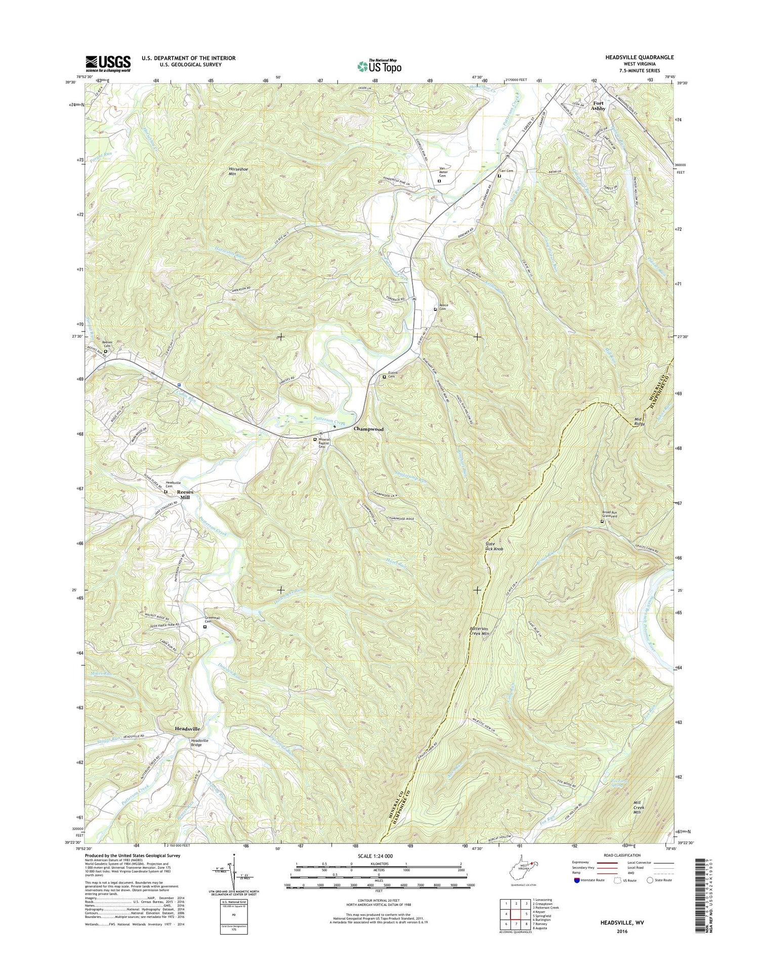 Headsville West Virginia US Topo Map Image