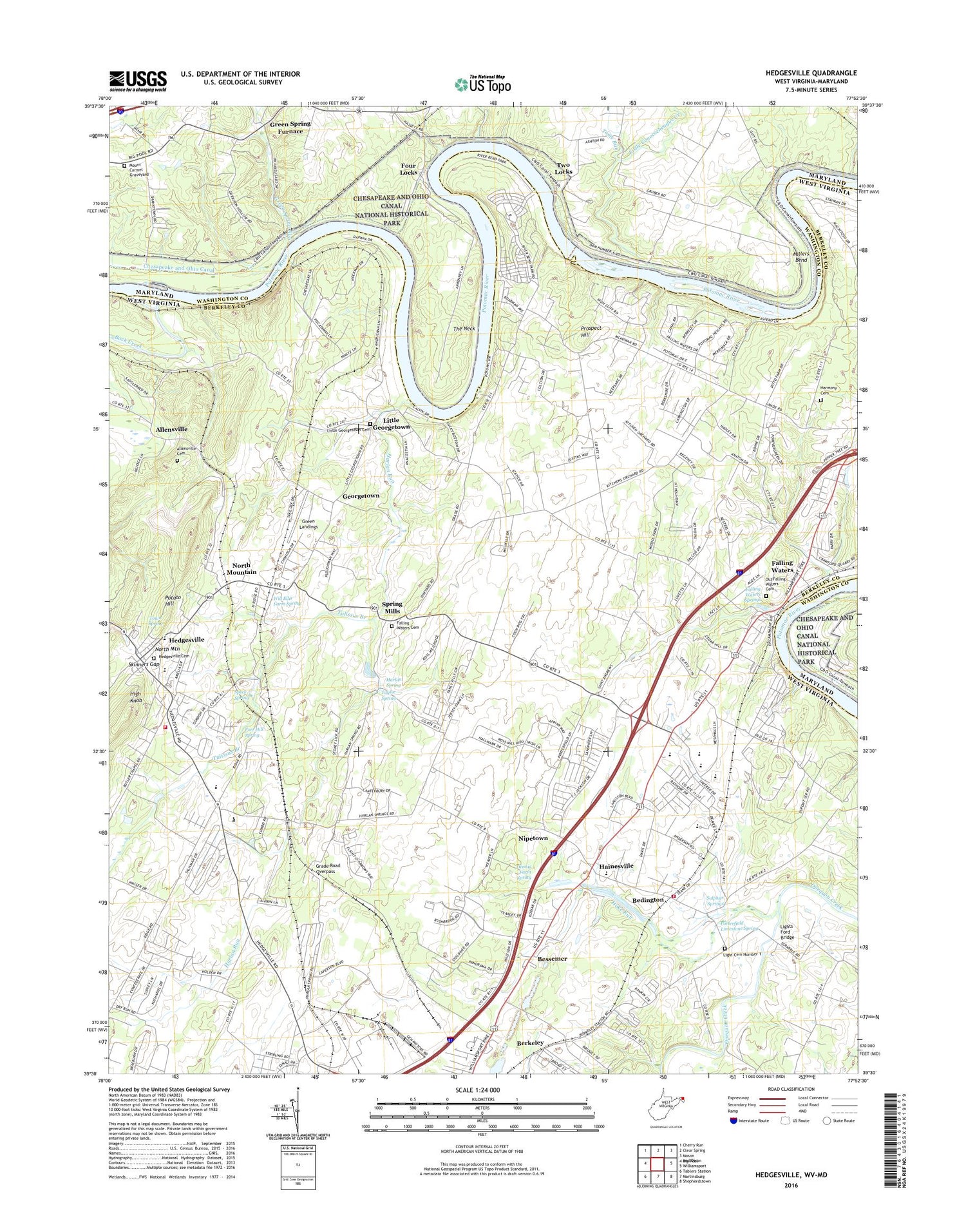 Hedgesville West Virginia US Topo Map Image